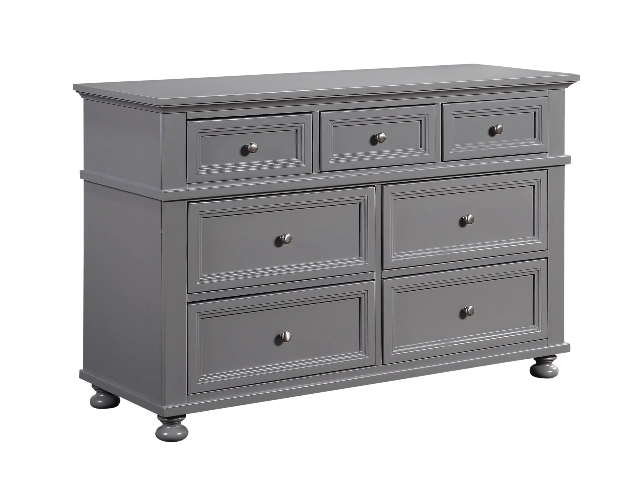 7 Drawer Dresser w Contour Pad - Pebble Grey