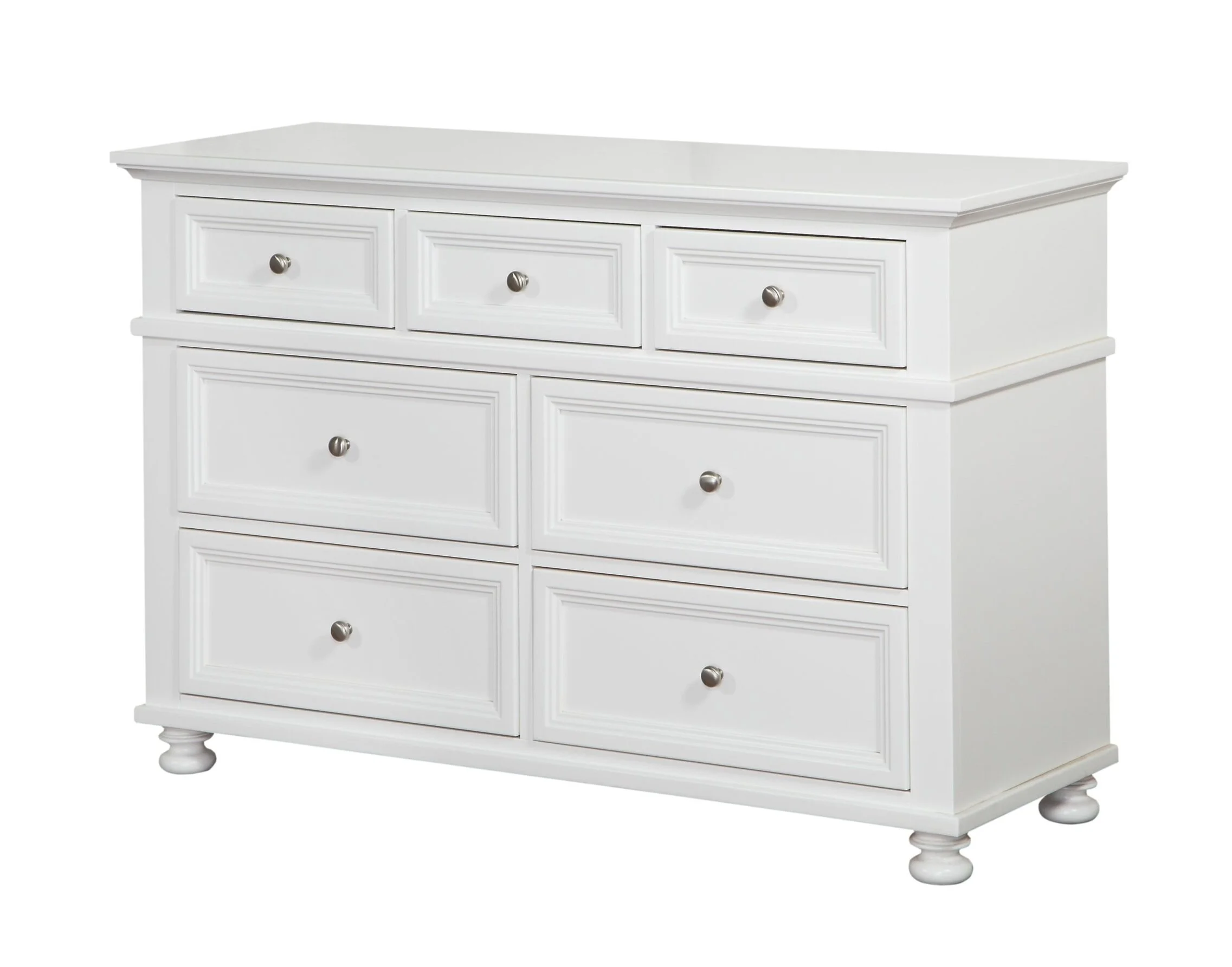 7 Drawer Dresser with Contour Pad - White