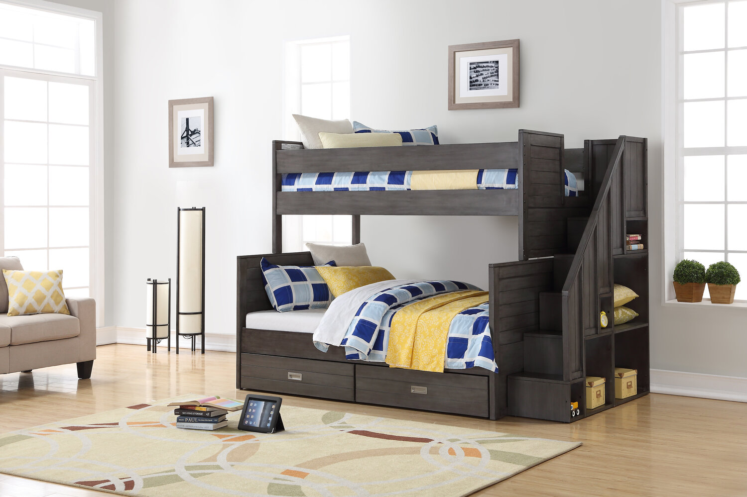 Zander Twin Over Full Bunk Bed With, Xander Gray Twin Full Bunk Bed
