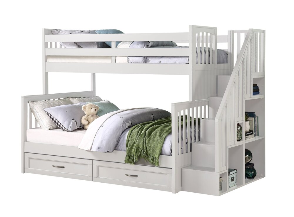 Kelsey Bunk Bed Twin Over Full With, Staircase Twin Bunk Beds Dimensions
