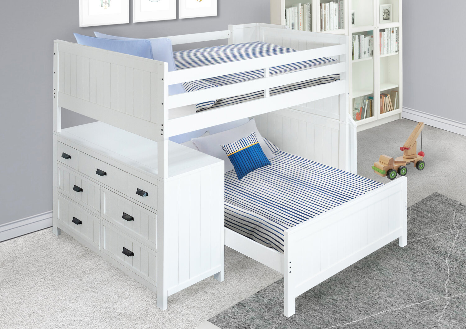 Full Loft Bunk With 7 Drawer Dresser, Avery Bunk Bed