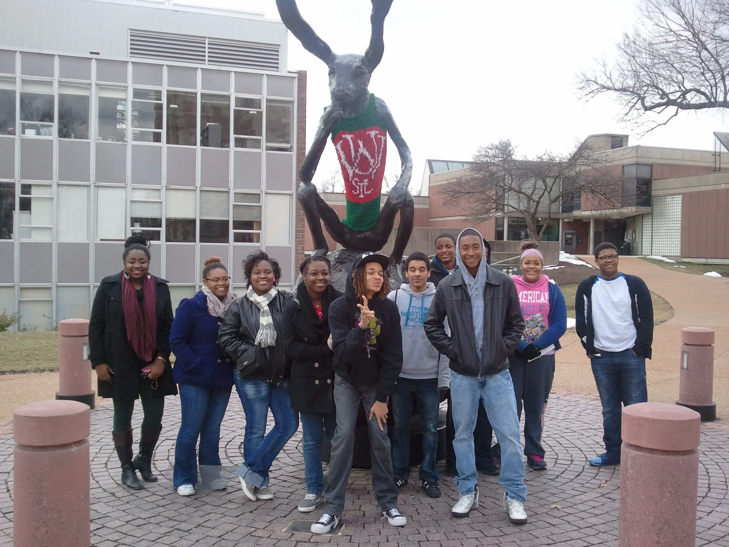 Me (far left) with St. Louis high school students who completed WashU NSBE PCI’s overnight visit! (2013)