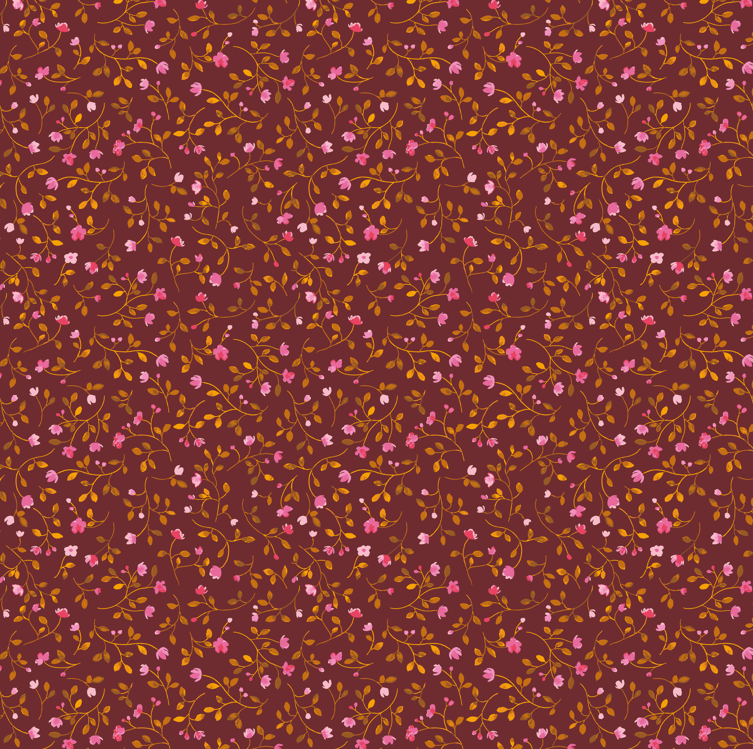 delicate floral pattern on burgundy