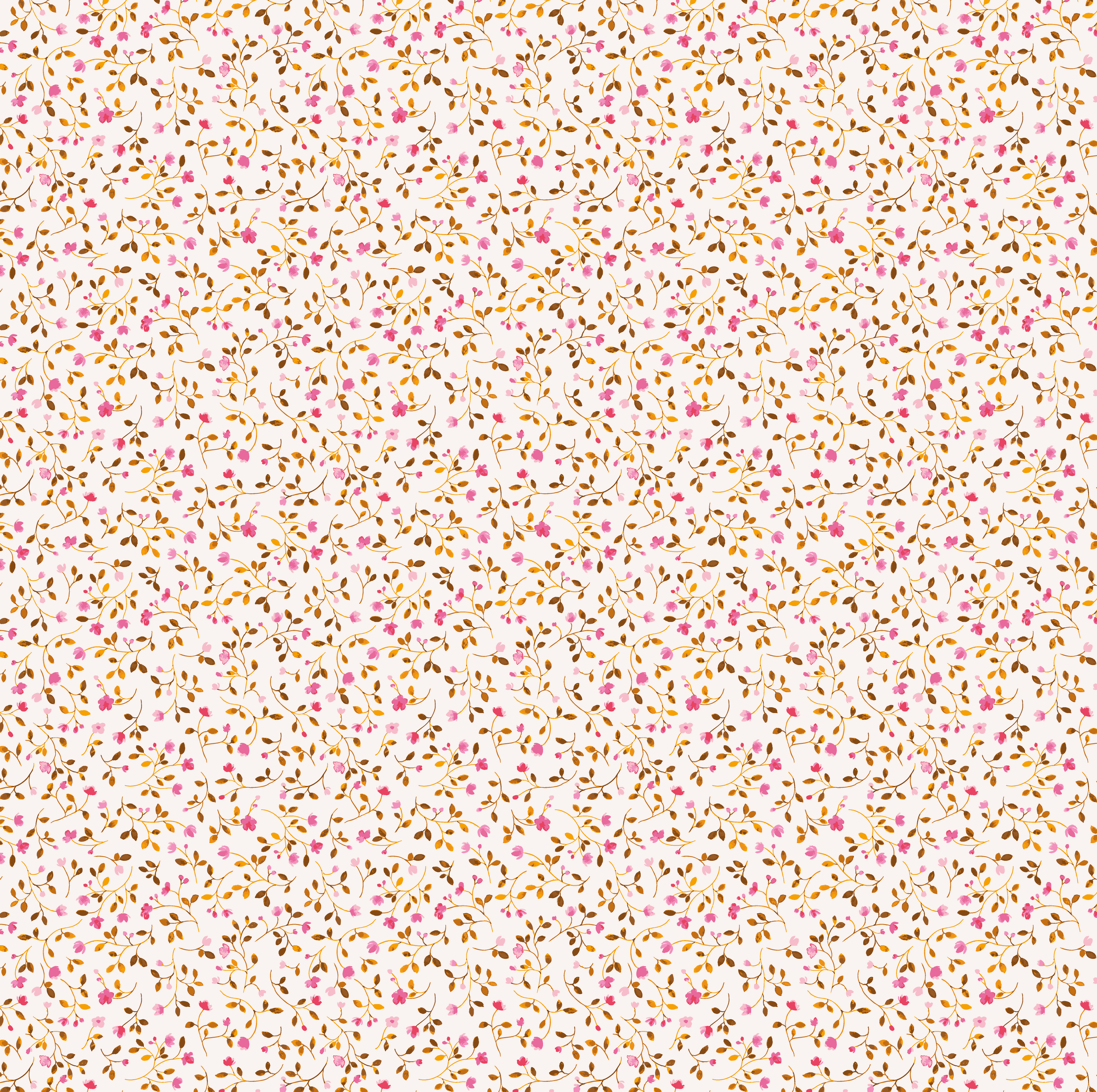 delicate floral pattern in pink, brown and cream