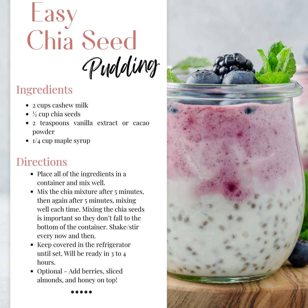 easy chia seed pudding healthy recipe for breastfeeding moms
