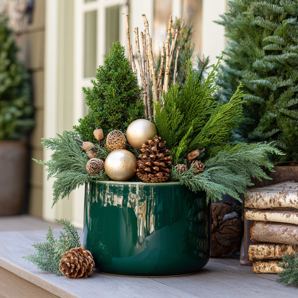 Emerald Holiday Planter 12"