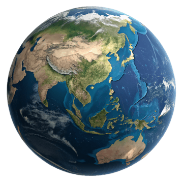 A view of Earth from space showing Asia, Australia, and surrounding regions.