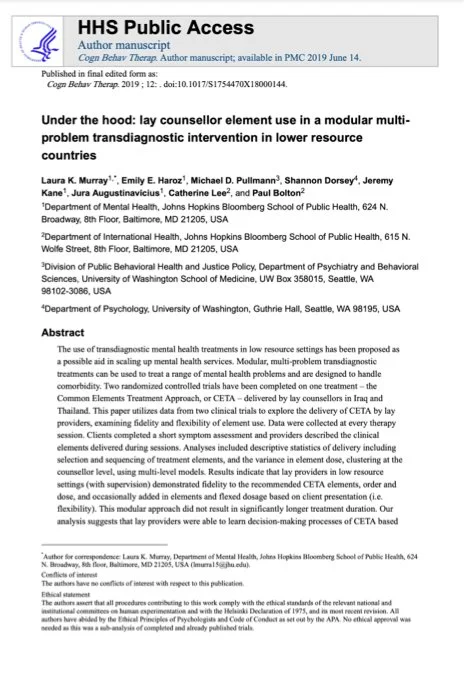 Under the hood: lay counsellor element use in a modular multiproblem transdiagnostic intervention in lower resource countries.jpg