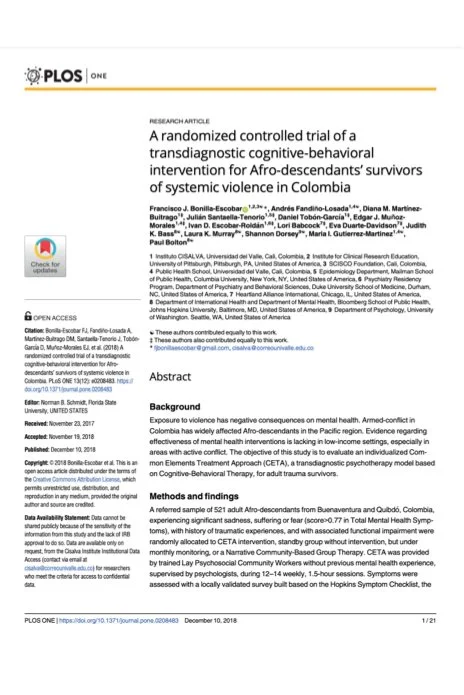 A randomized controlled trial of a transdiagnostic cognitive-behavioral intervention for Afro-descendants’ survivors of systemic violence in Colombia.jpg