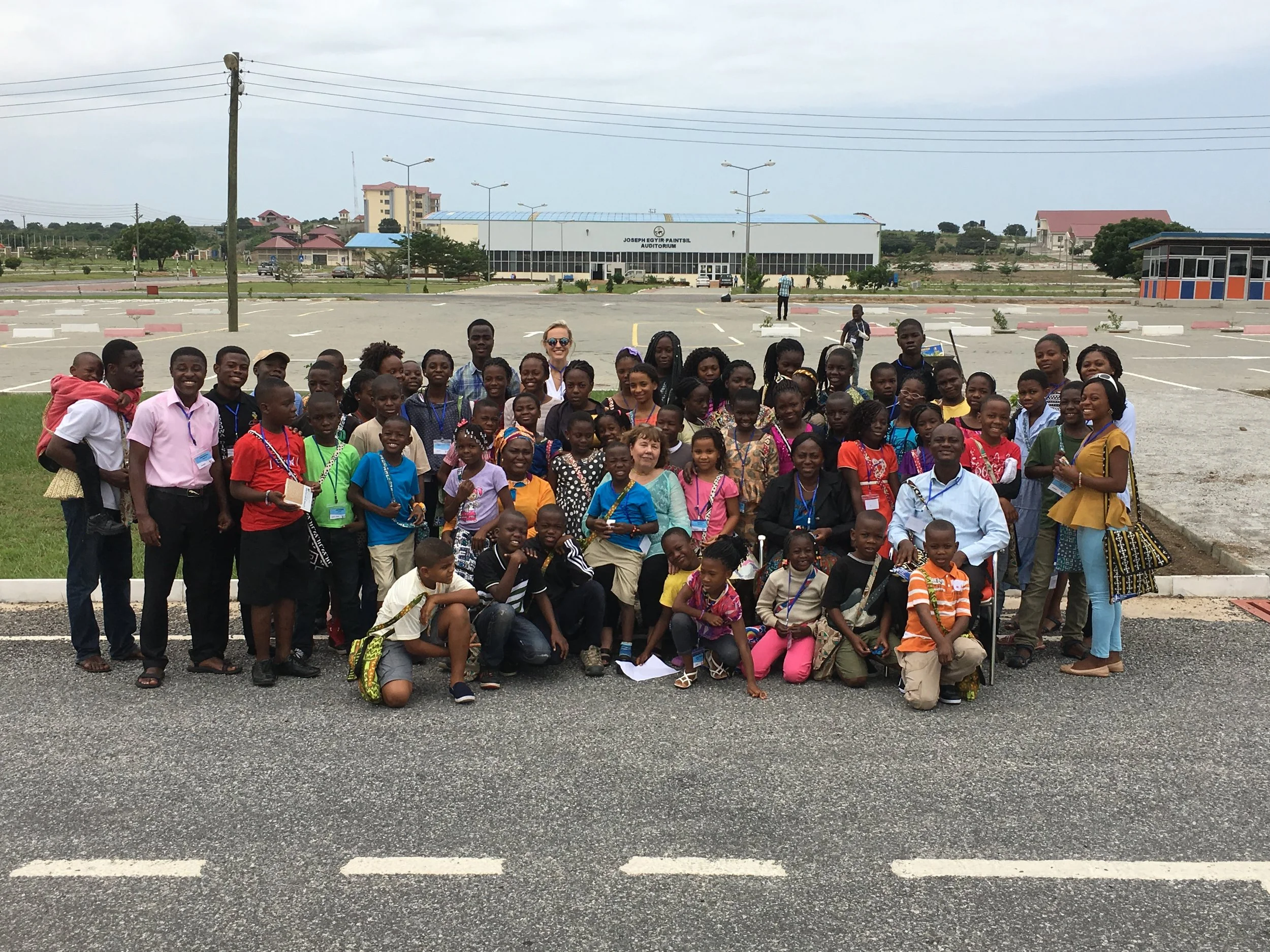 Judy with staff kids at West Africa Staff Conference