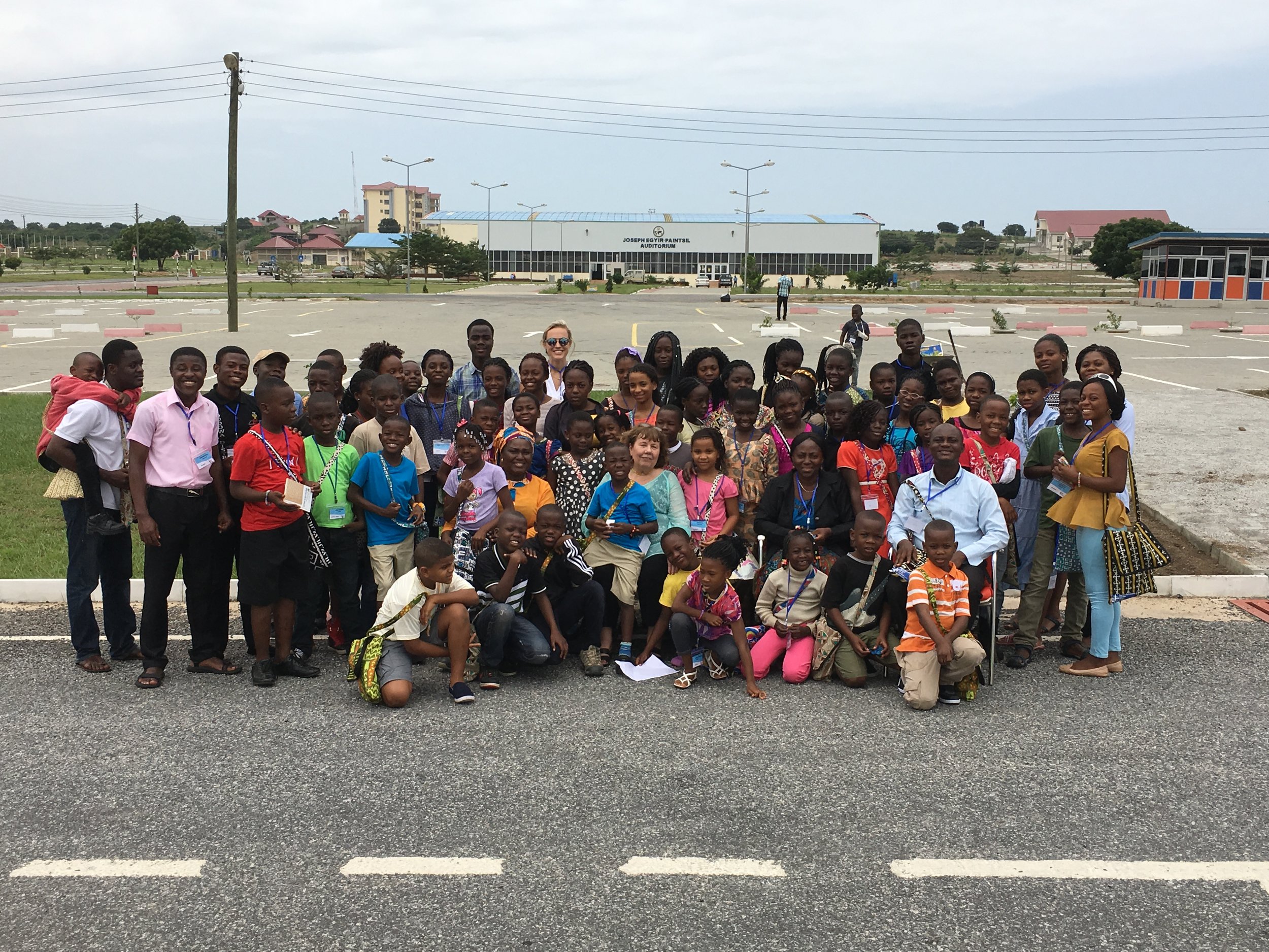 Judy with staff kids at West Africa Staff Conference