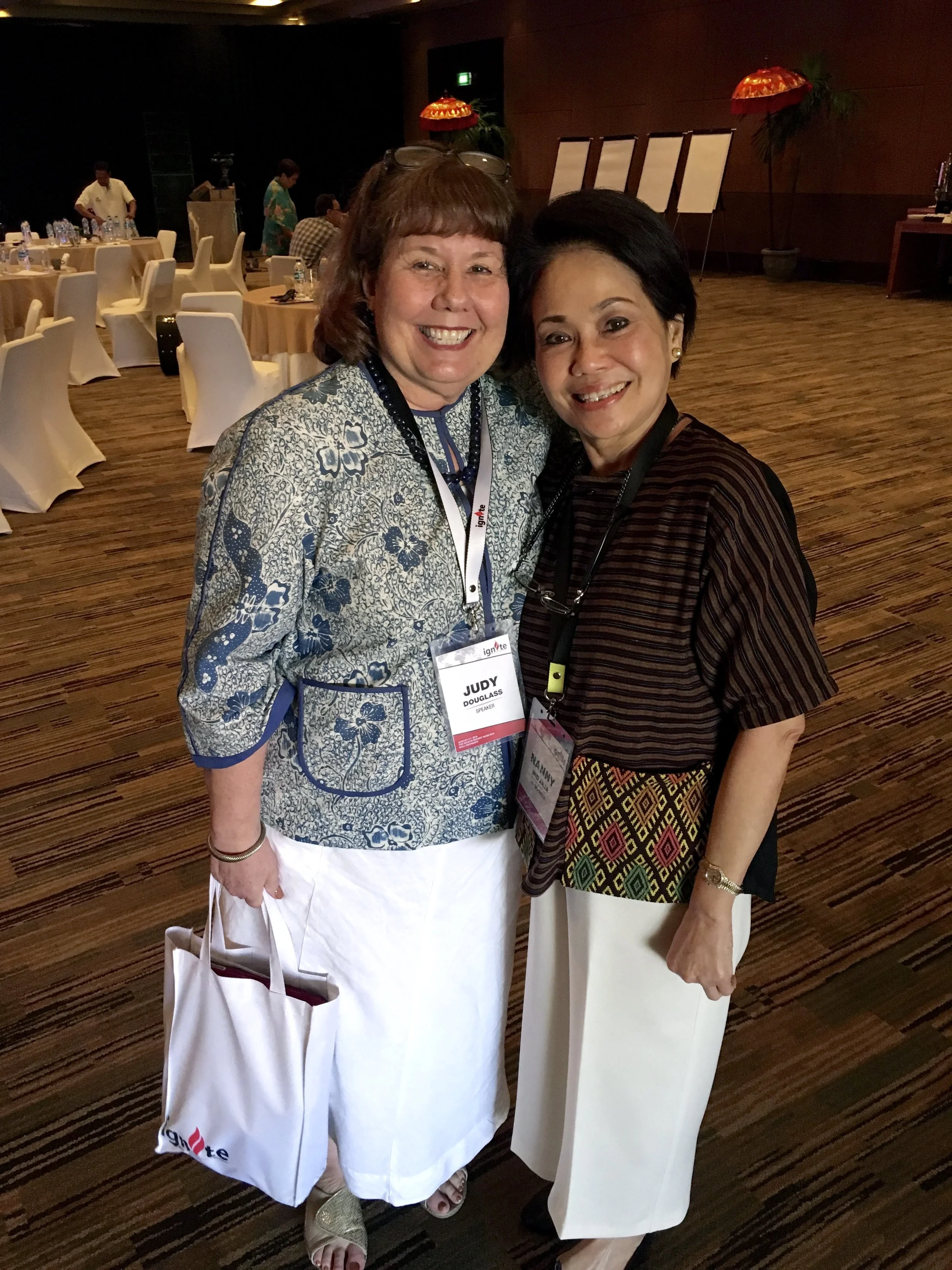 Judy with Cru supporter in Indonesia