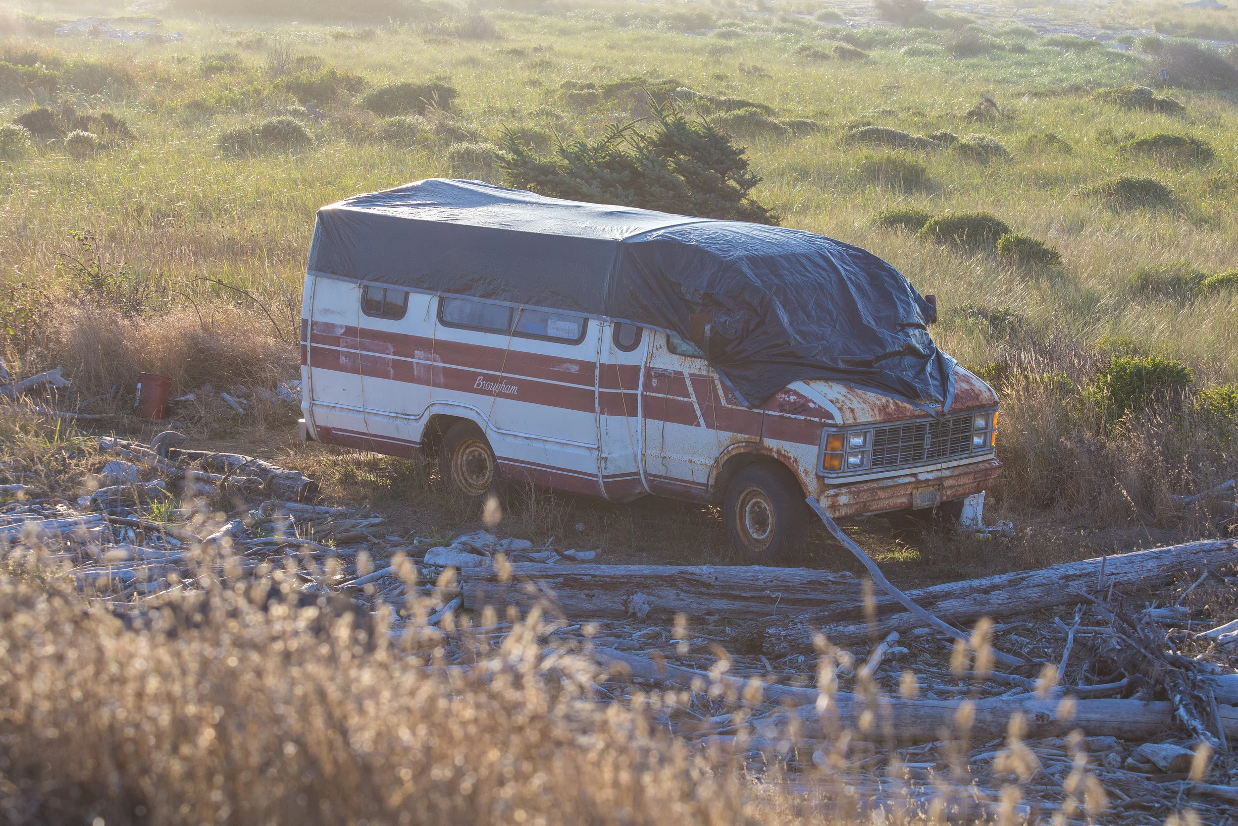 Derelict van parked along the north jetty. Photo by Patrick Mueller.