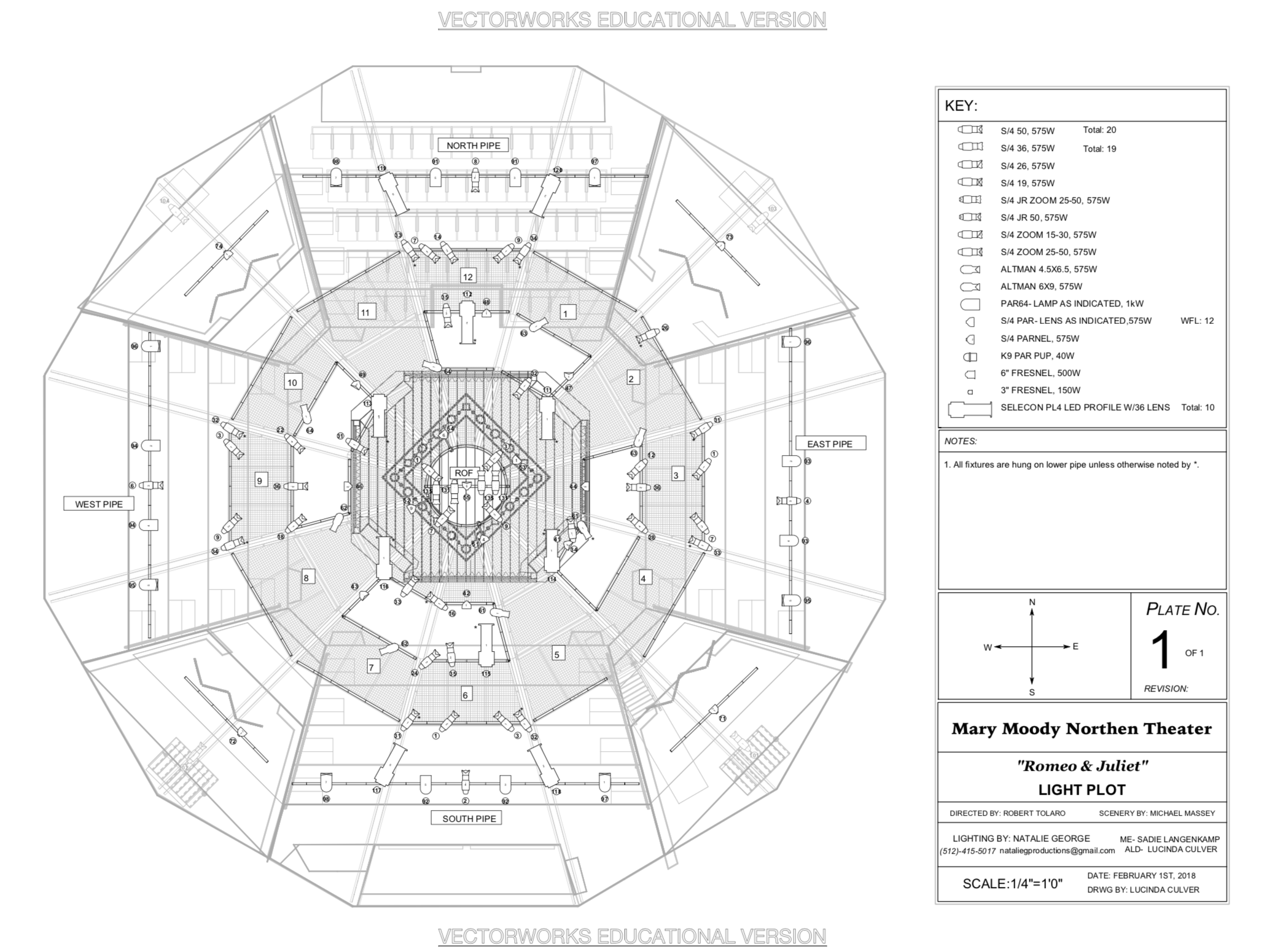 Romeo & Juliet Light Plot Drafted by Lucinda Culver