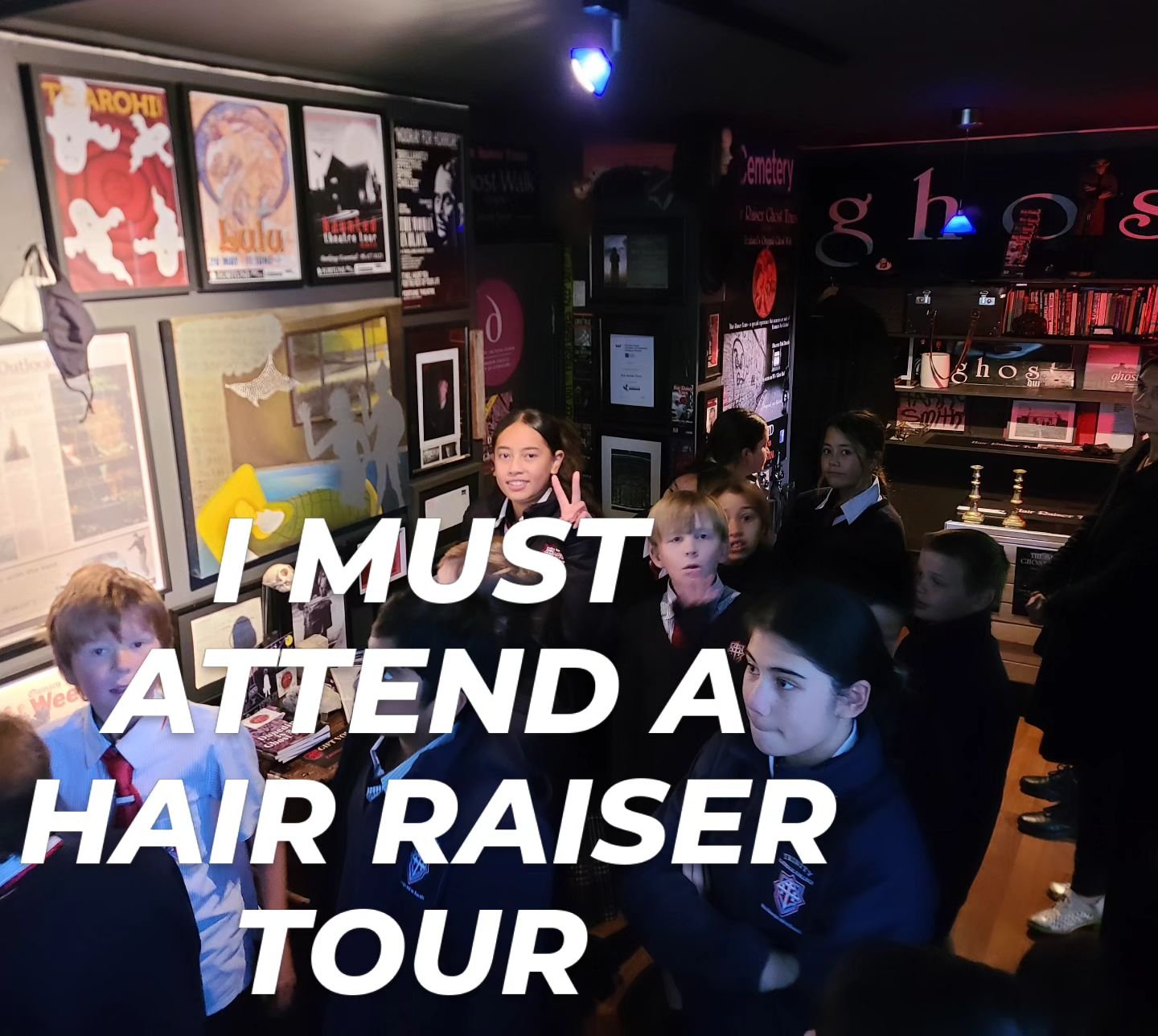 One of the thrills of leading Hair Raiser Tours is our involvement with local schools and their education programs. We have had a fantastic week leading Trinity College students through the snickelways of Dunedin town and sharing some mysterious stor