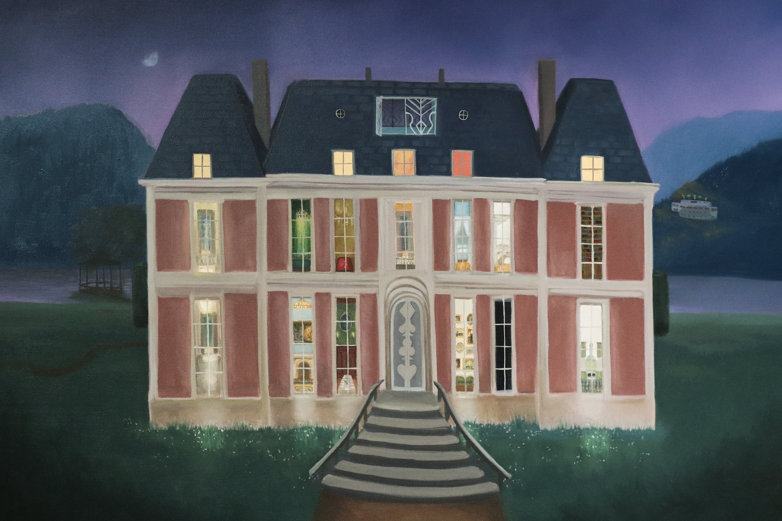 Dusk at the Chateau 36x24 ORIGINAL Oil Painting