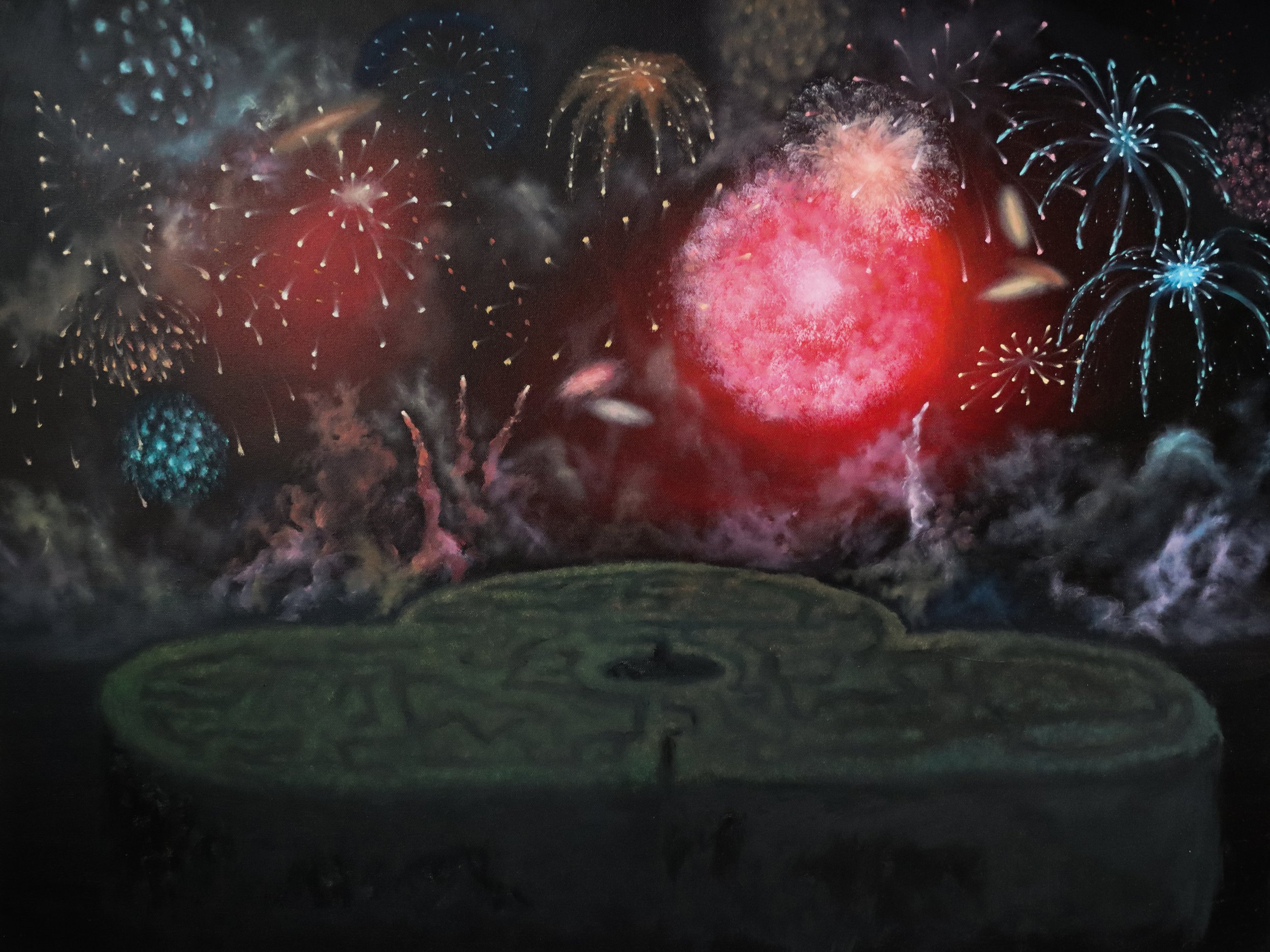 Fireworks - 40x30 ORIGINAL Oil Painting