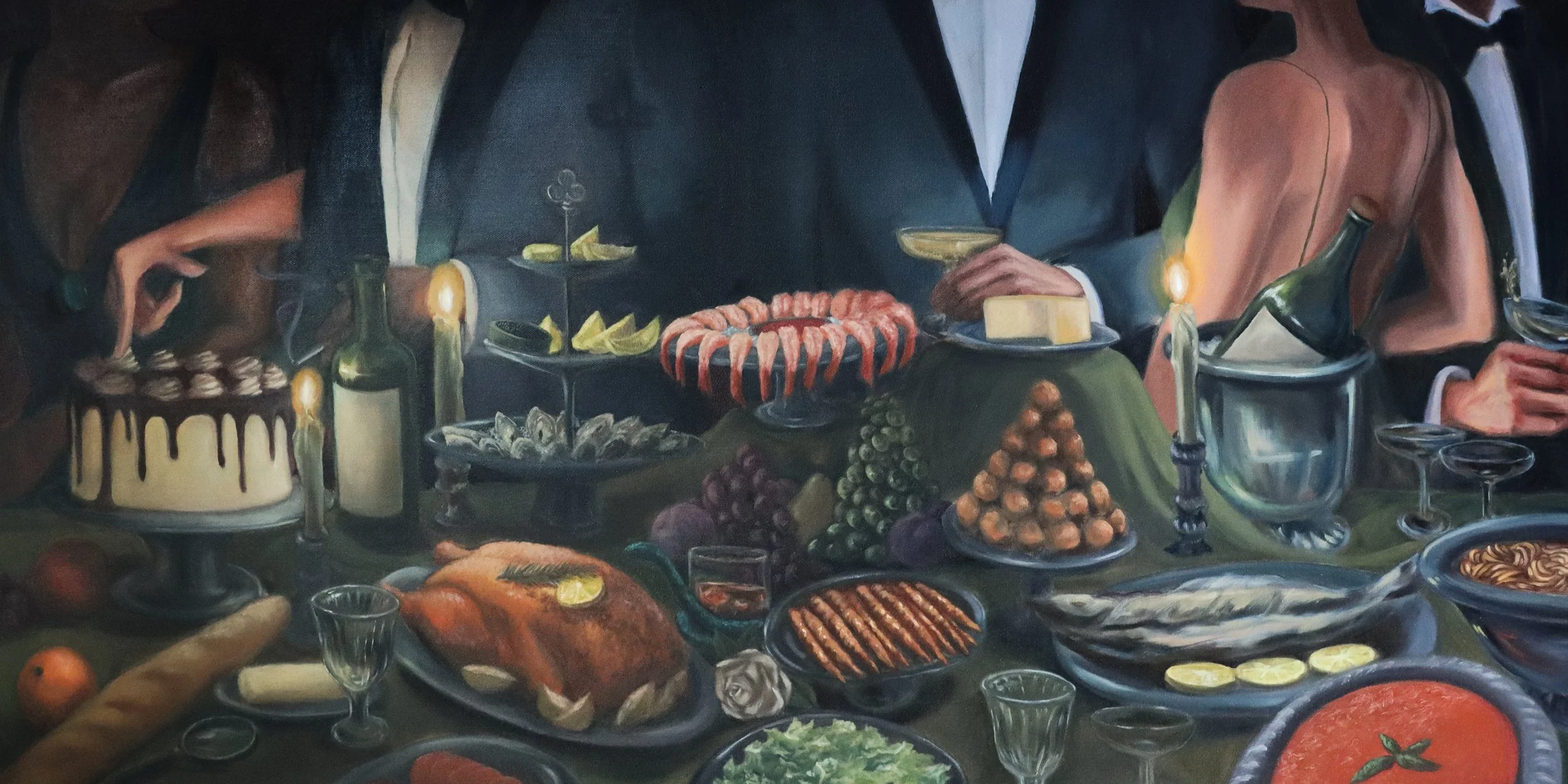 The Welcome Feast 48x24 ORIGINAL Oil Painting