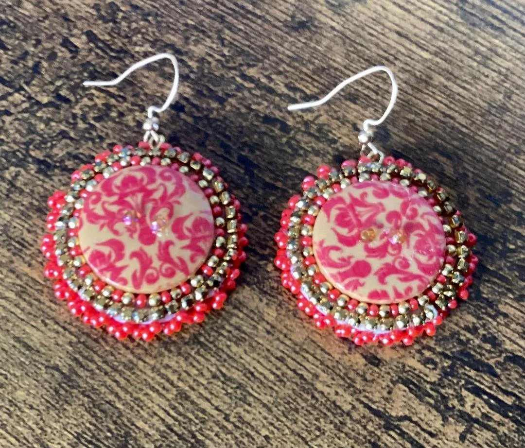Button Beaded Earrings