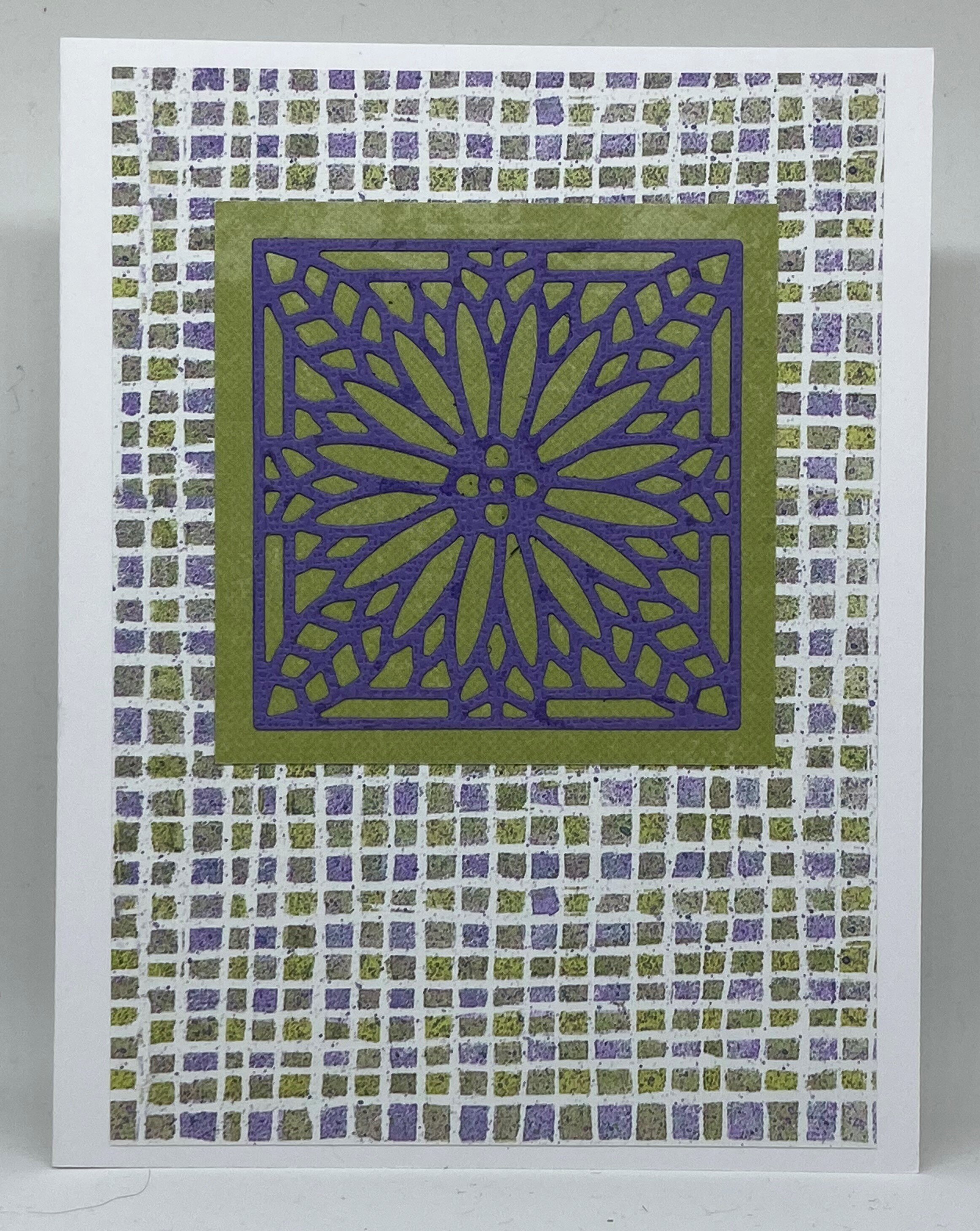 Purple Checks Art Deco Flower