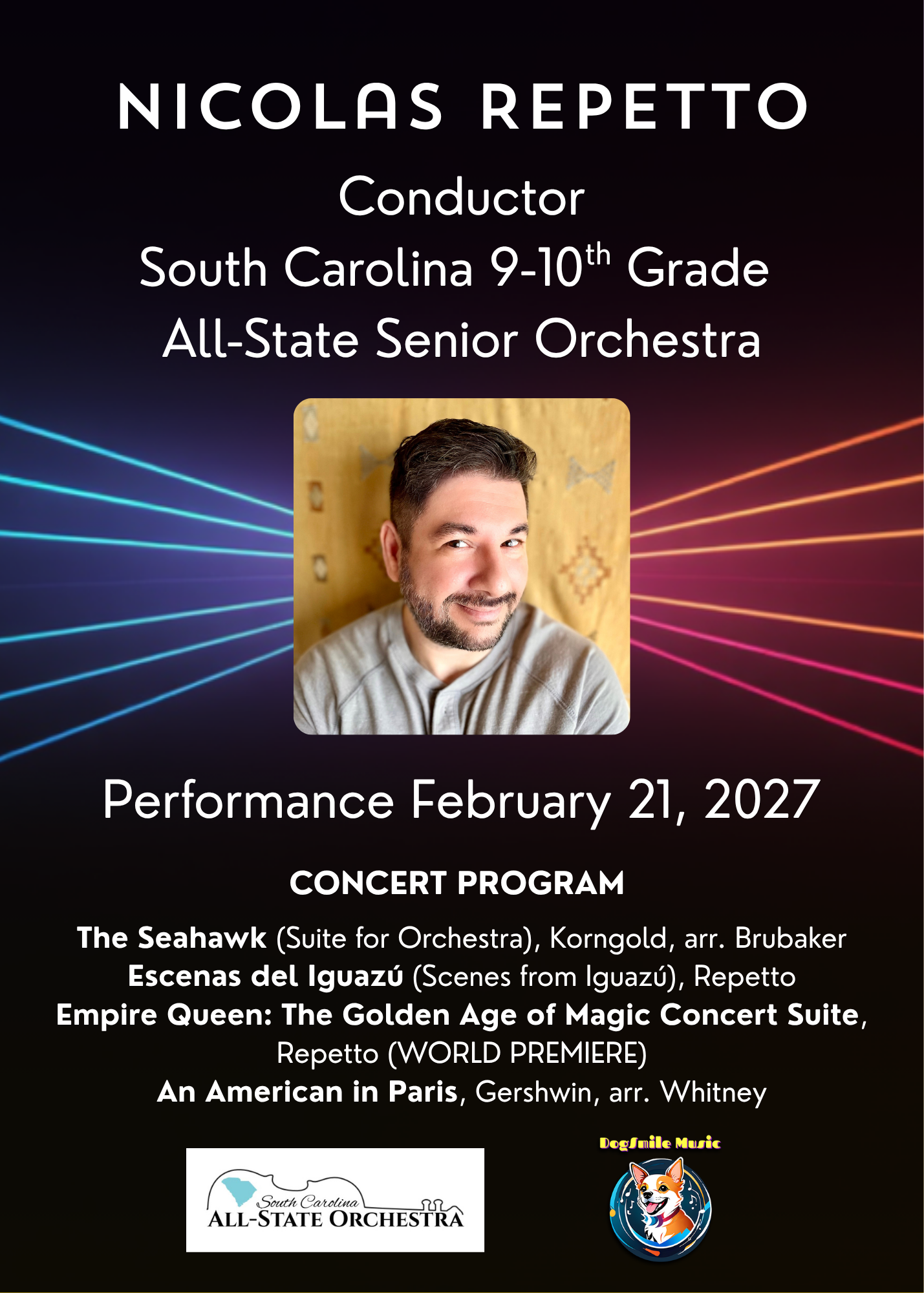Nicolas Repetto Selected to Conduct South Carolina All-State Orchestra and Debuts New Concert Suite from Empire Queen