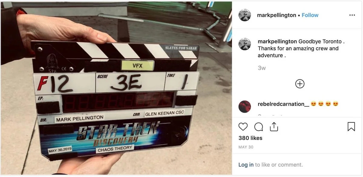 Star Trek: Discovery Short Trek Clapper featuring the title “Chaos Theory”