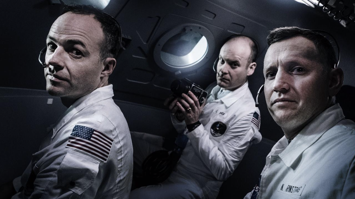 The cast of “8 Days: To the Moon and Back”. Image Gary Moyes/BBC Studios