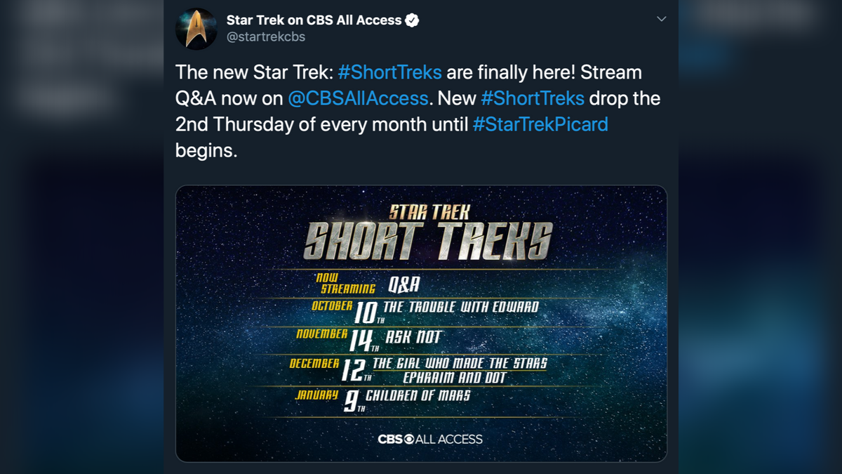 Star Trek Short Treks schedule 2019-20