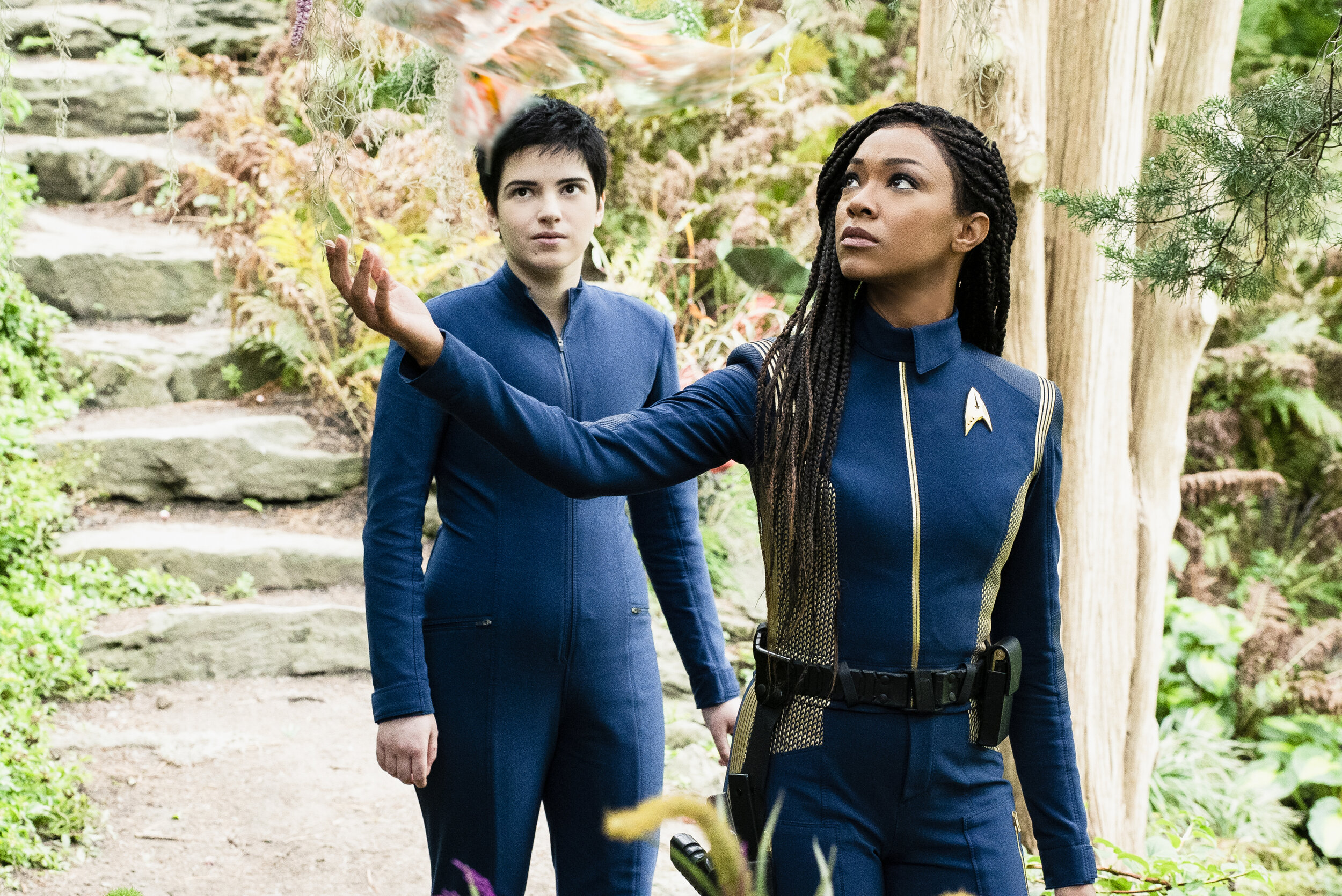   "Forget Me Not" -- Ep#304 -- Pictured: Blu del Barrio as Adira and Sonequa Martin-Green as Burnham of the CBS All Access series STAR TREK: DISCOVERY. Photo Cr: Michael Gibson/CBS ©2020 CBS Interactive, Inc. All Rights Reserved.  