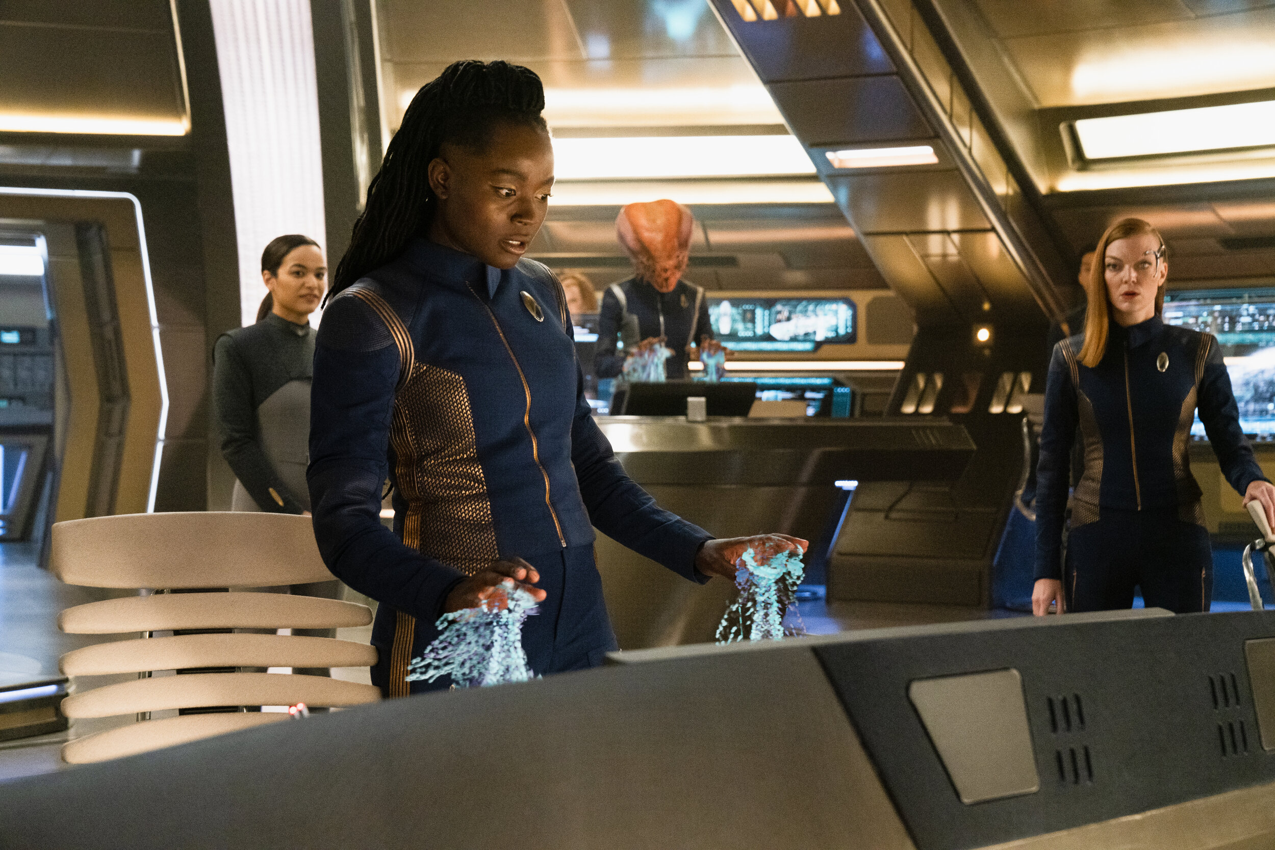   "Scavengers" -- Ep#306 -- Pictured: Oyin Oladejo as Lt. Joann Owosekun and Emily Coutts as Lt. Keyla Detmer of the CBS All Access series STAR TREK: DISCOVERY. Photo Cr: Michael Gibson/CBS ©2020 CBS Interactive, Inc. All Rights Reserved.  