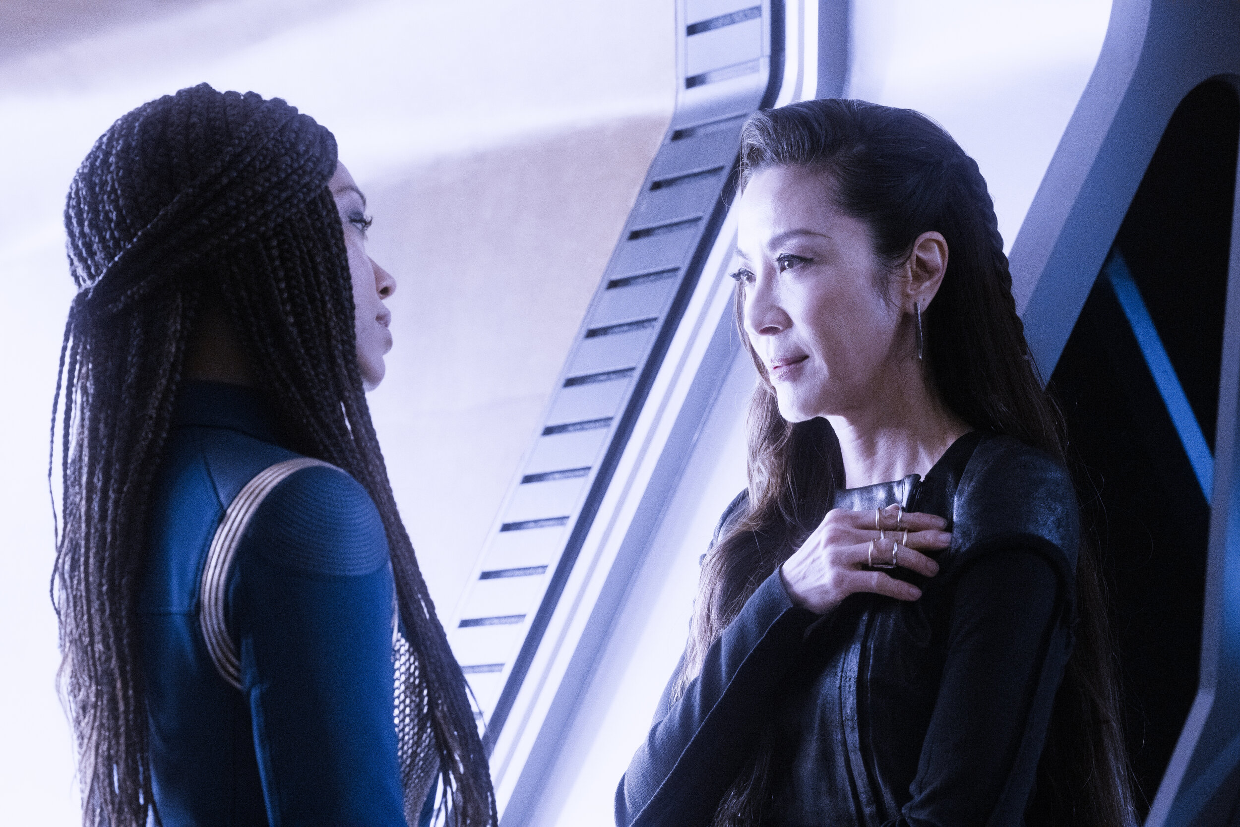   "Scavengers" -- Ep#306 -- Pictured: Sonequa Martin-Green as Burnham and Michelle Yeoh as Georgiou of the CBS All Access series STAR TREK: DISCOVERY. Photo Cr: Michael Gibson/CBS ©2020 CBS Interactive, Inc. All Rights Reserved.  