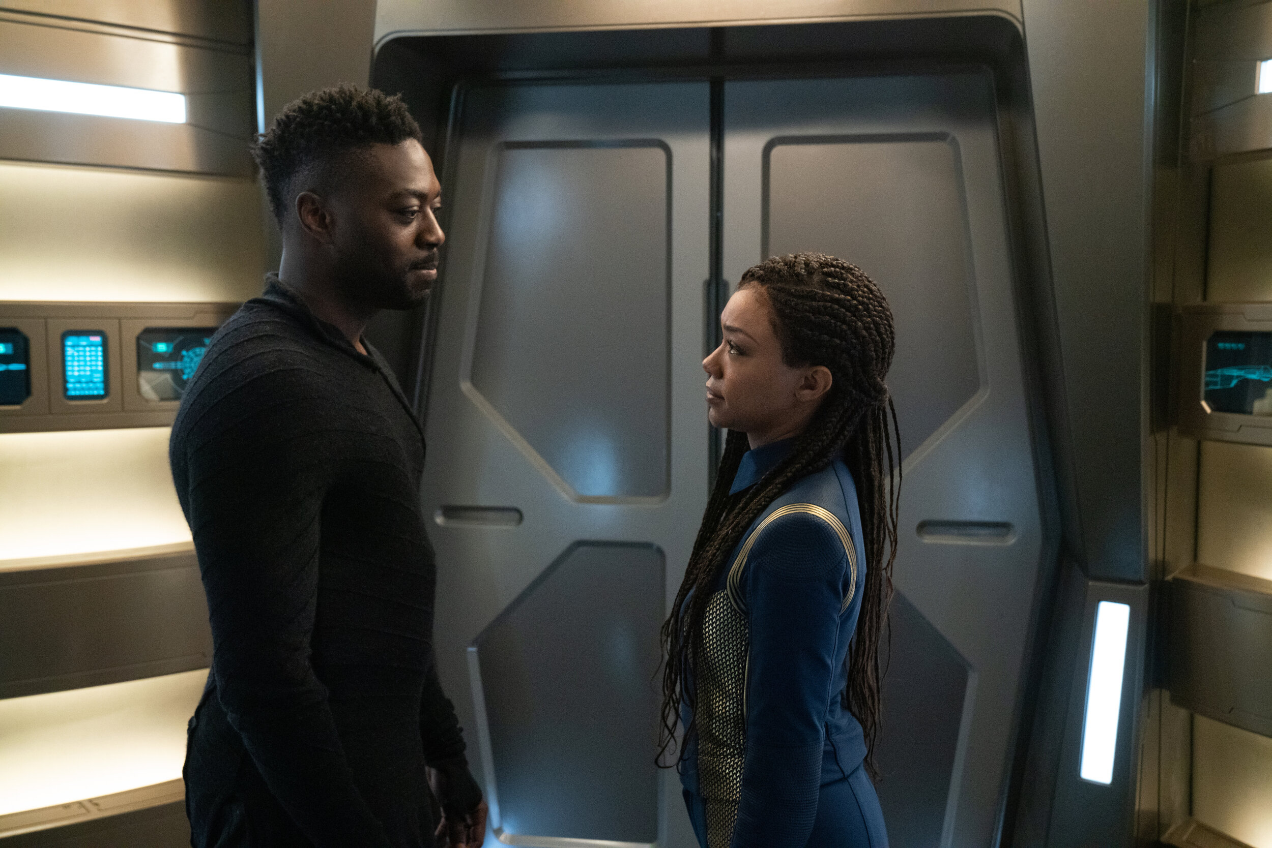   "Scavengers" -- Ep#306 -- Pictured: David Ajala as Book and Sonequa Martin-Green as Burnham of the CBS All Access series STAR TREK: DISCOVERY. Photo Cr: Michael Gibson/CBS ©2020 CBS Interactive, Inc. All Rights Reserved.  