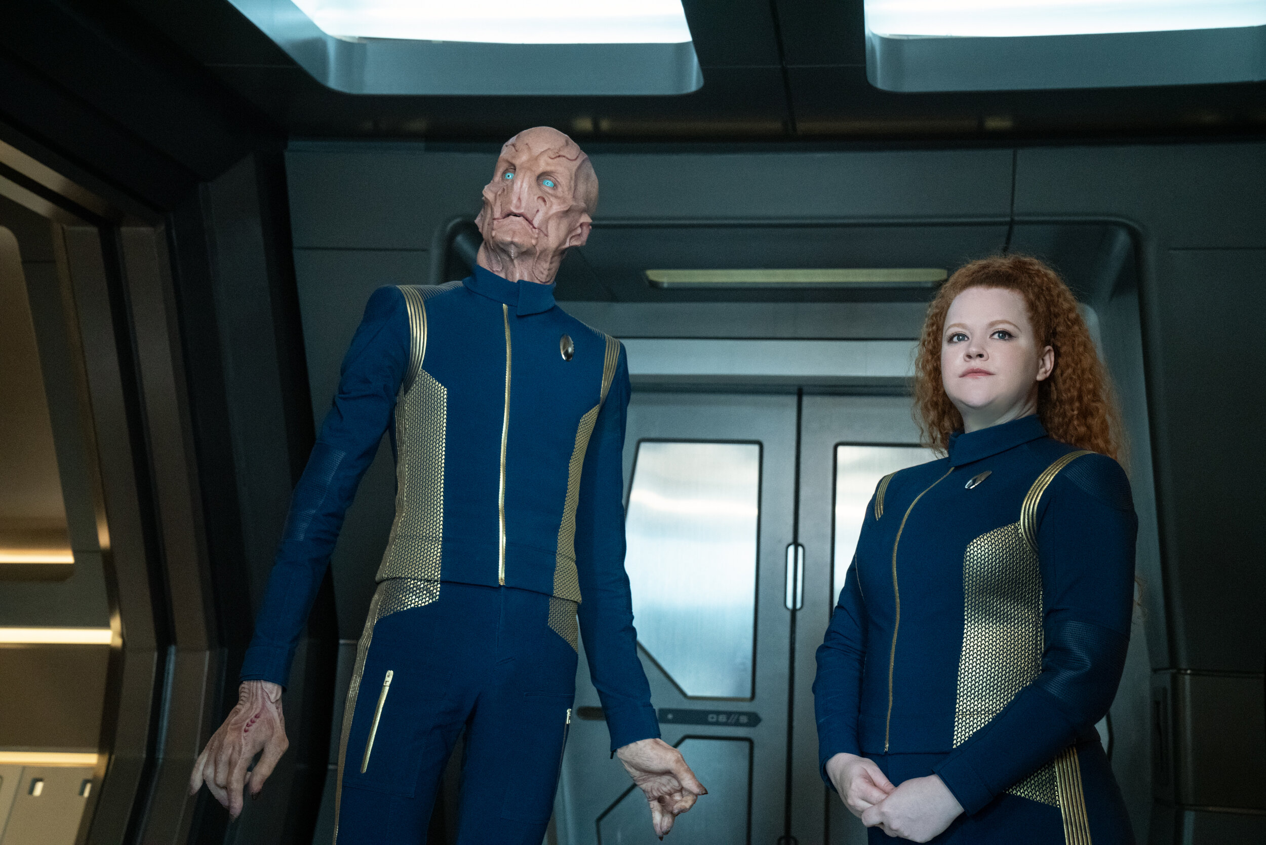   "Terra Firma, Part 1" -- Ep#309 -- Pictured: Doug Jones as Capt. Saru and Mary Wiseman as Ensign Sylvia Tilly of the CBS All Access series STAR TREK: DISCOVERY. Photo Cr: Michael Gibson/CBS ©2020 CBS Interactive, Inc. All Rights Reserved.  