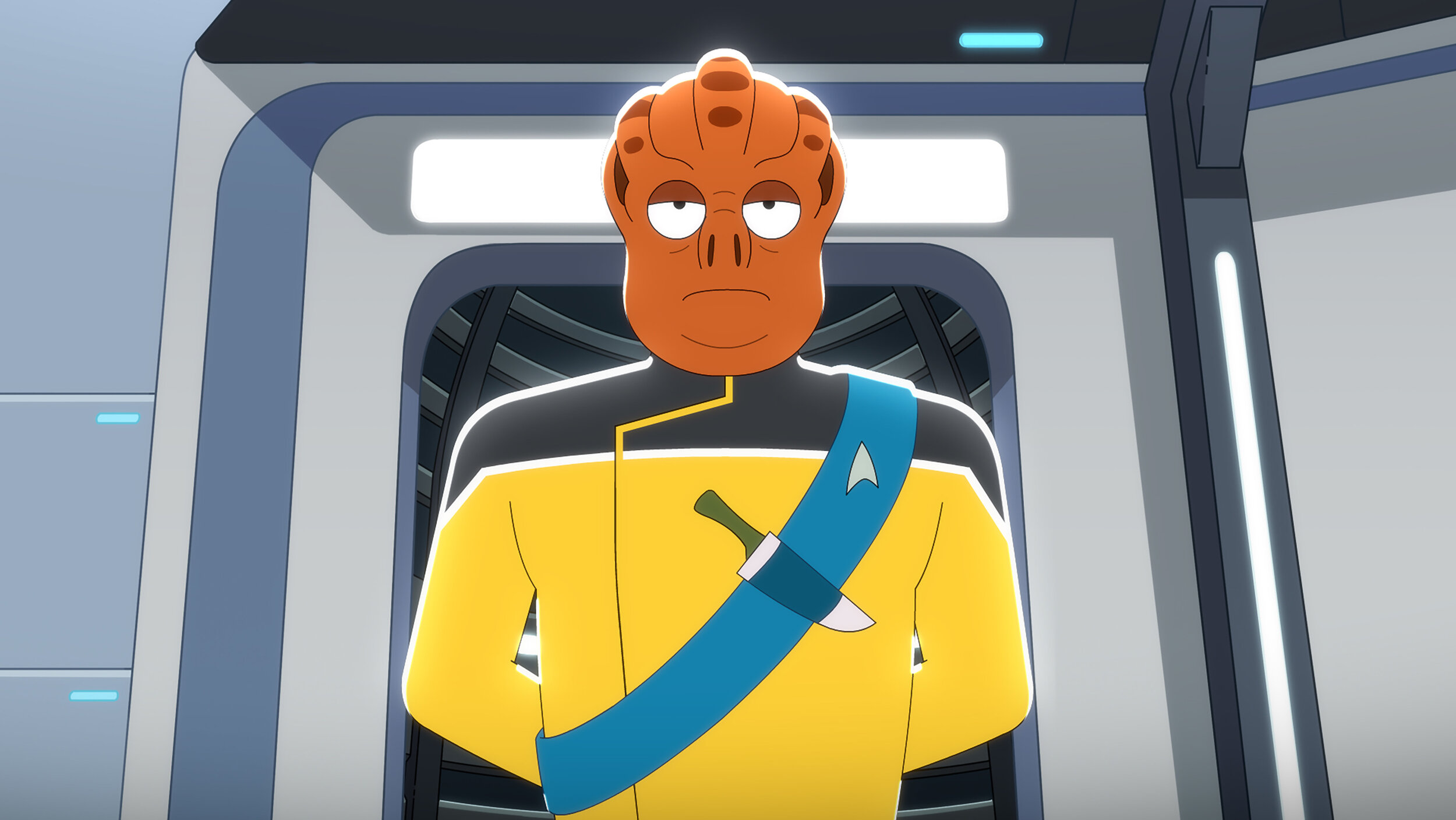   "Kayshon, His Eyes Open" -- Carl Tart as Lieutenant Kayhon of the Paramount+ series STAR TREK: LOWER DECKS. Photo: PARAMOUNT+ ©2021 CBS Interactive, Inc. All Rights Reserved **Best Possible Screen Grab**  