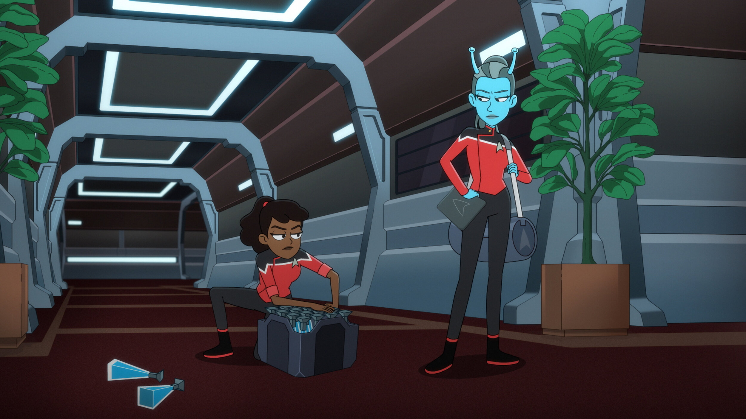   "First First Contact" -- Epi#210 -- Tawny Newsome as Ensign Beckett Mariner and Lauren Lapkus as Jennifer the Andorian of the Paramount+ series STAR TREK: LOWER DECKS. Photo: PARAMOUNT+ ©2021 CBS Interactive, Inc. All Rights Reserved **Best Possibl