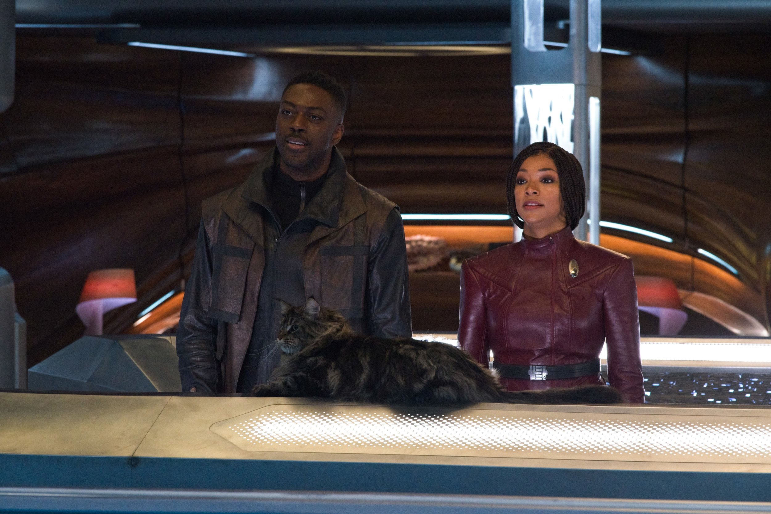   Pictured: David Ajala as Book and Sonequa Martin-Green as Michael Burnham of the Paramount+ original series STAR TREK: DISCOVERY. Photo Cr: Michael Gibson/ViacomCBS © 2021 ViacomCBS. All Rights Reserved.  