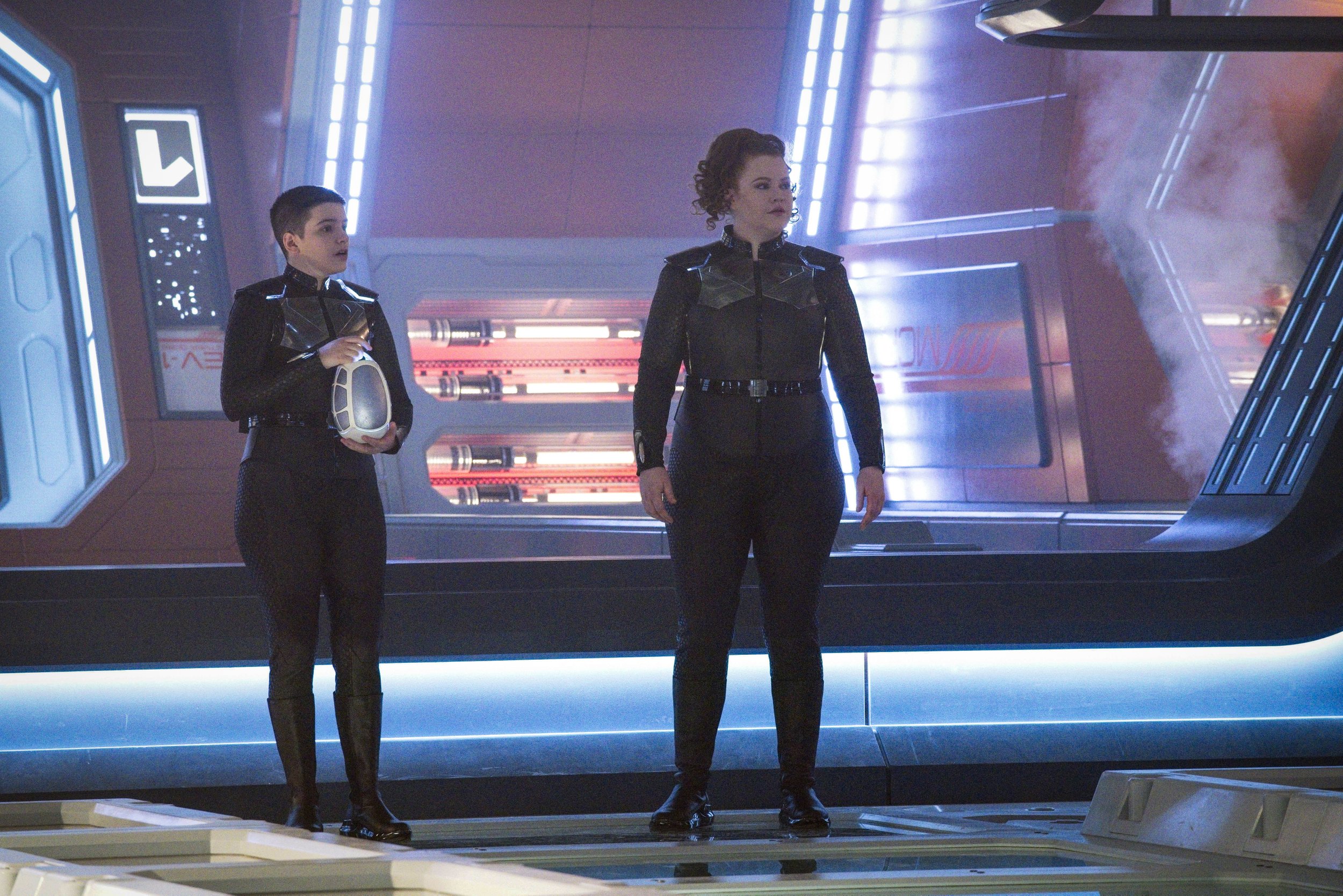   Pictured: Blu del Barrio as Adira and Mary Wiseman as Tilly of the Paramount+ original series STAR TREK: DISCOVERY. Photo Cr: Michael Gibson/ViacomCBS © 2021 ViacomCBS. All Rights Reserved.  