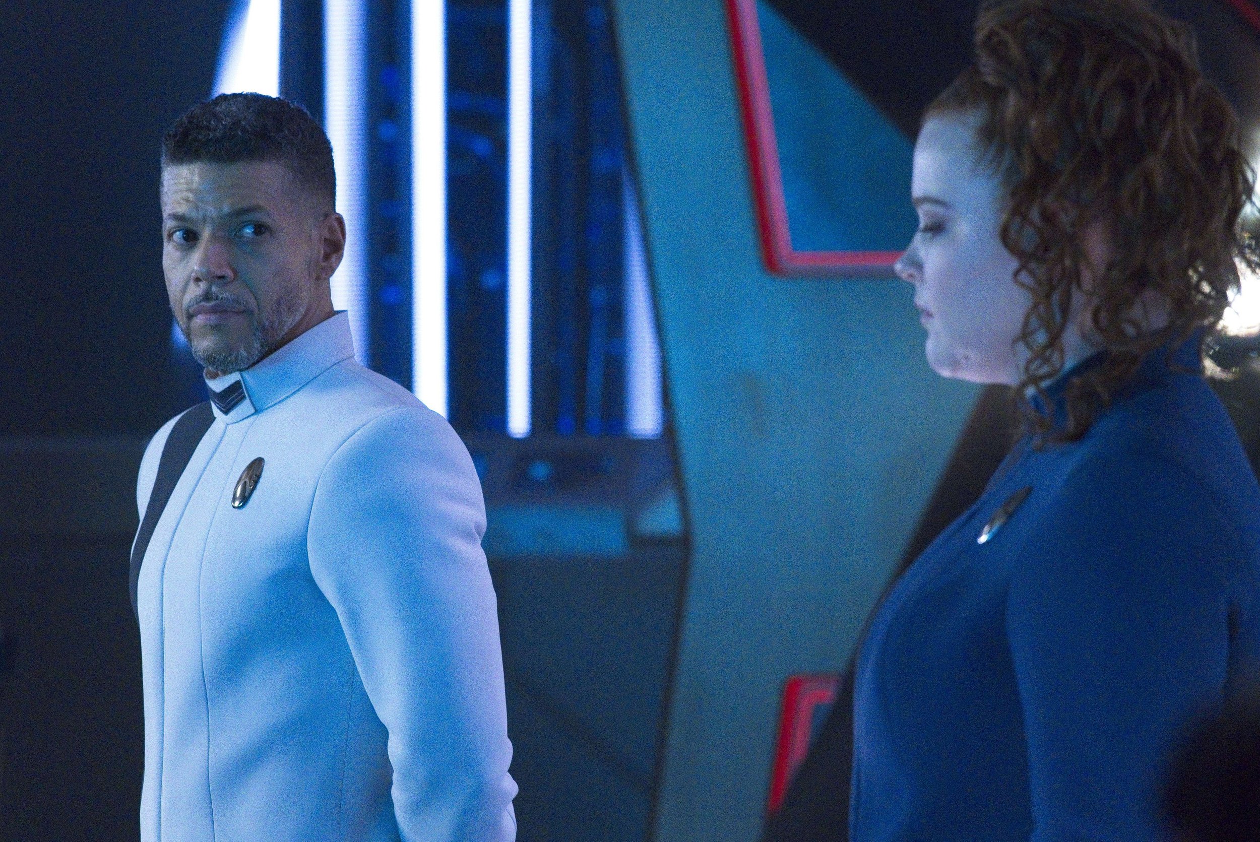   Pictured: Wilson Cruz as Culber and Mary Wiseman as Tilly of the Paramount+ original series STAR TREK: DISCOVERY. Photo Cr: Michael Gibson/ViacomCBS © 2021 ViacomCBS. All Rights Reserved.  