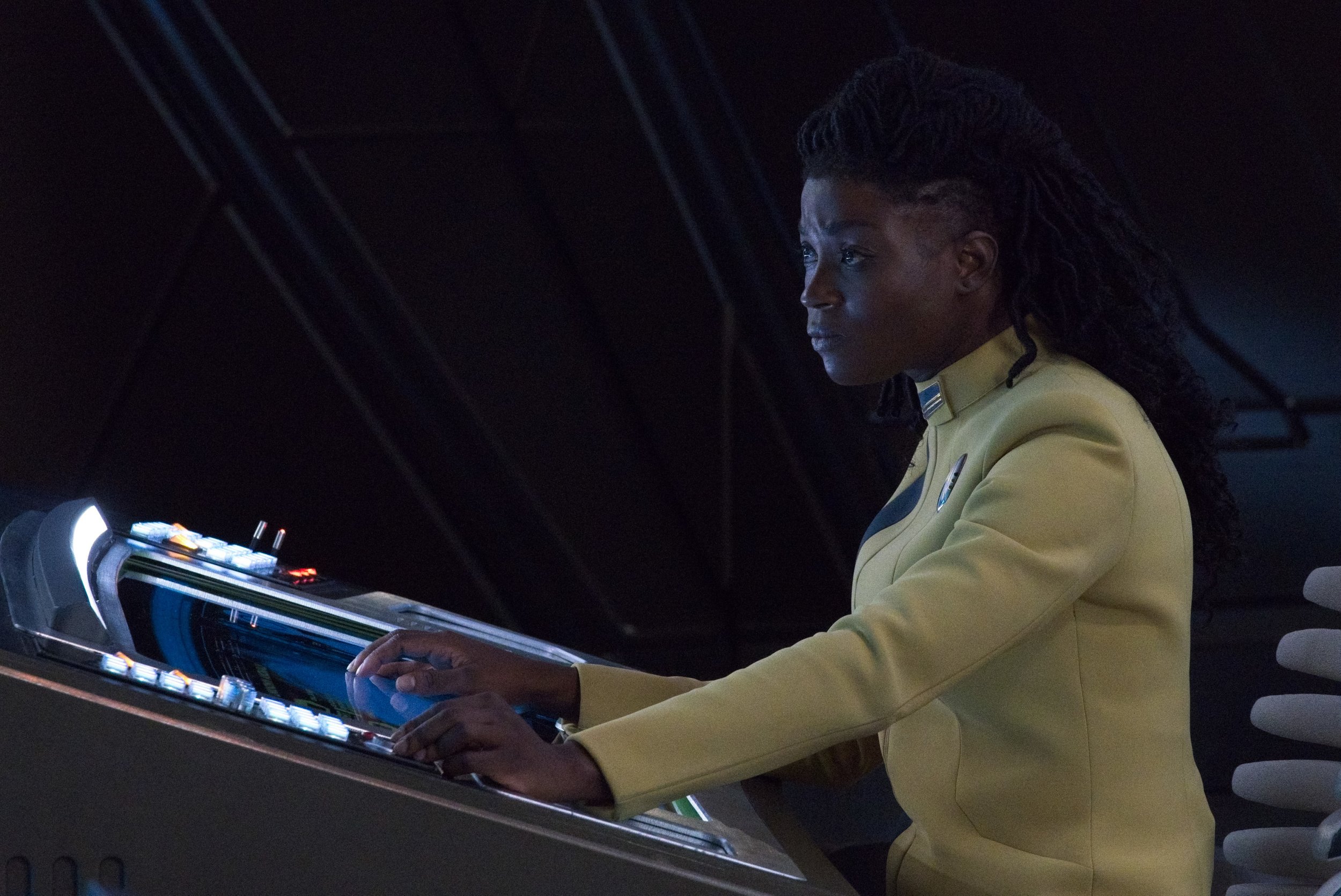   Pictured: Oyin Oladejo as Lt. Joann Owosekun of the Paramount+ original series STAR TREK: DISCOVERY. Photo Cr: Michael Gibson/ViacomCBS © 2021 ViacomCBS. All Rights Reserved.  