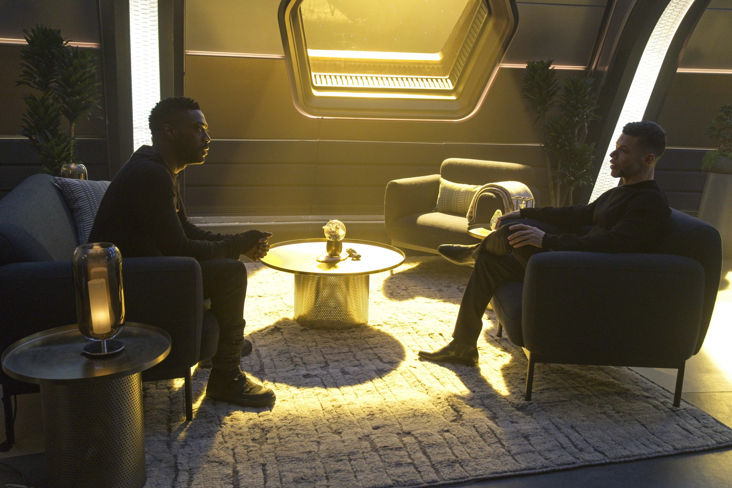   Pictured: David Ajala as Book and Wilson Cruz as Culber of the Paramount+ original series STAR TREK: DISCOVERY. Photo Cr: Michael Gibson/Paramount+ © 2021 CBS Interactive. All Rights Reserved.  