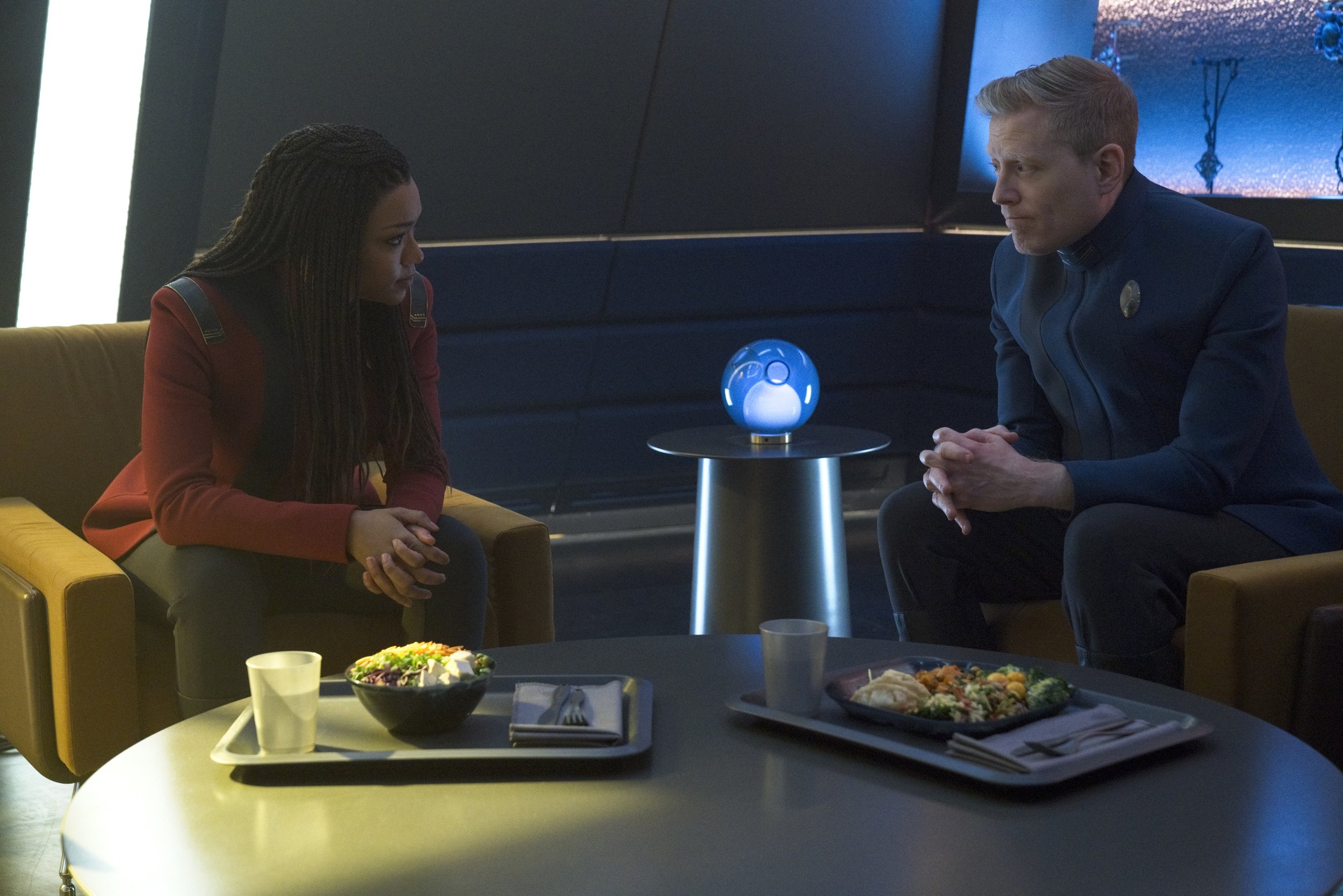   Pictured: Sonequa Martin Green as Burnham and Anthony Rapp as Stamets of the Paramount+ original series STAR TREK: DISCOVERY. Photo Cr: Michael Gibson/Paramount+ © 2021 CBS Interactive. All Rights Reserved.  