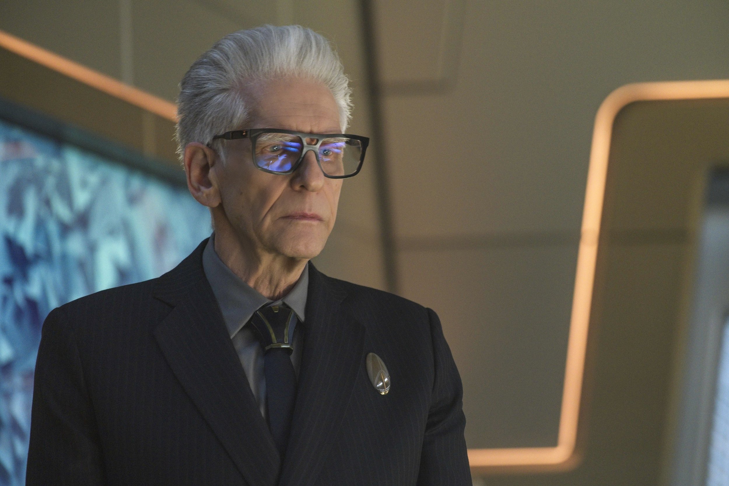   Pictured: David Cronenberg as Kovich of the Paramount+ original series STAR TREK: DISCOVERY. Photo Cr: Michael Gibson/Paramount+ (C) 2021 CBS Interactive. All Rights Reserved.  