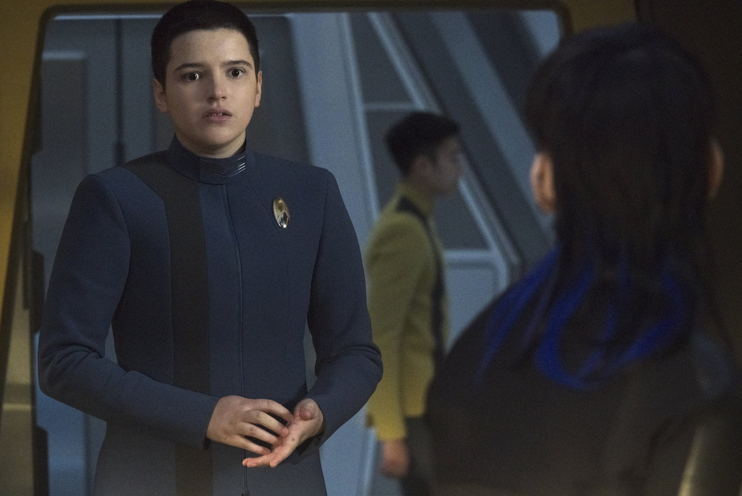   Pictured: Blu del Barrio as Adira and Ian Alexander as Gray of the Paramount+ original series STAR TREK: DISCOVERY. Photo Cr: Michael Gibson/Paramount+ (C) 2021 CBS Interactive. All Rights Reserved.  