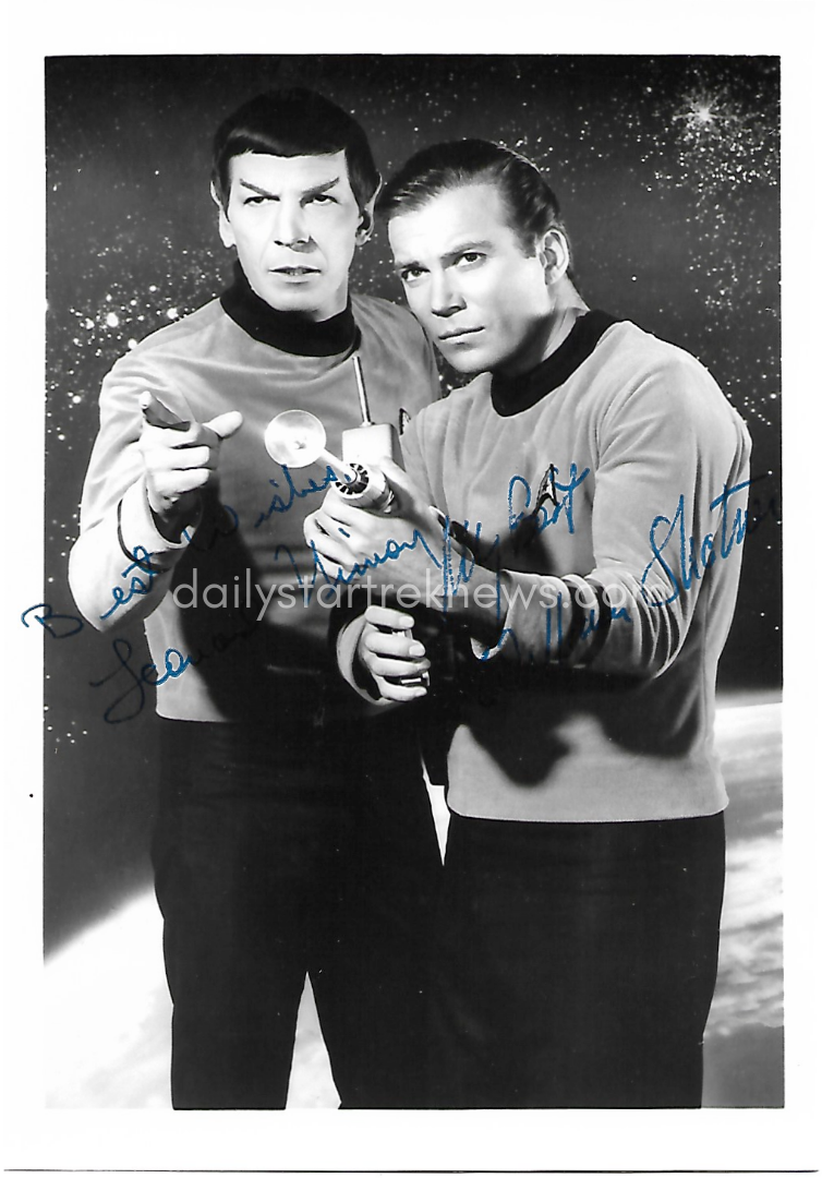 William Shatner &Leonard Nimoy Star Trek  Kirk & Spock Autogrammfoto laminiert 