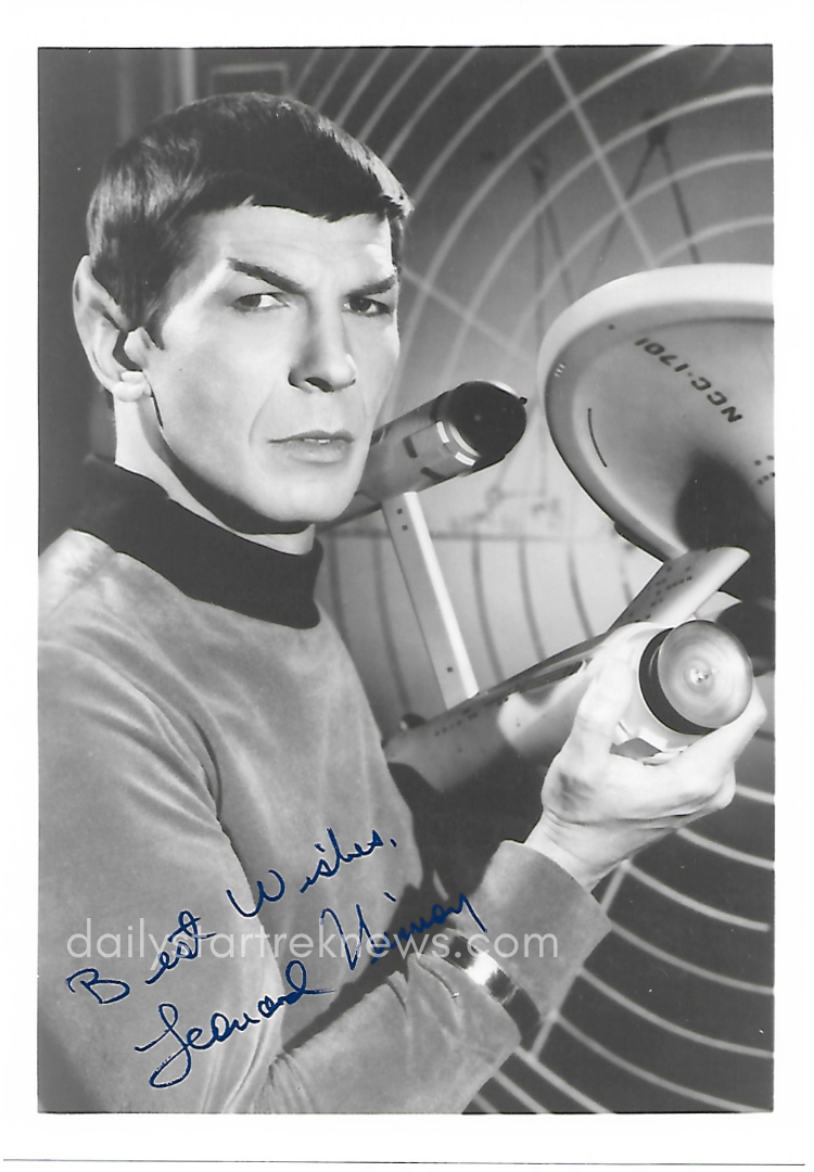   Leonard Nimoy as Spock in an autographed promotional photo from Star Trek  