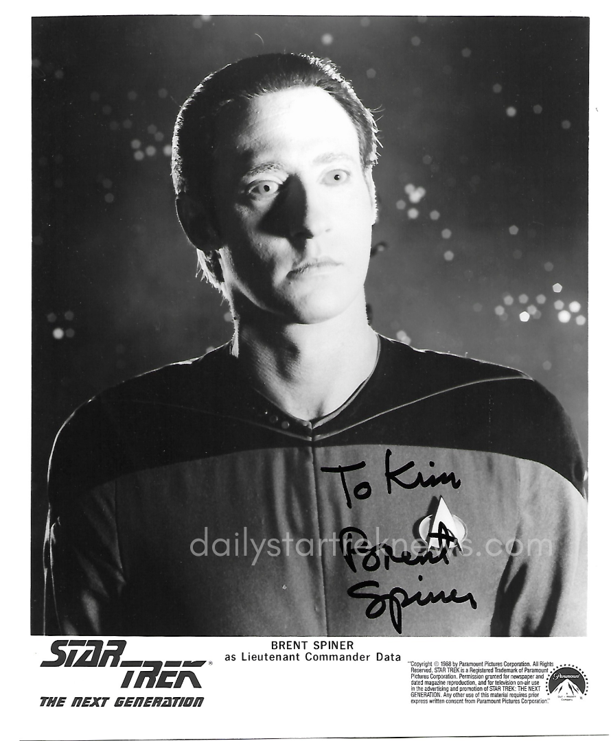   Brent Spiner as Data in an autographed promotional photo for Star Trek: The Next Generation  