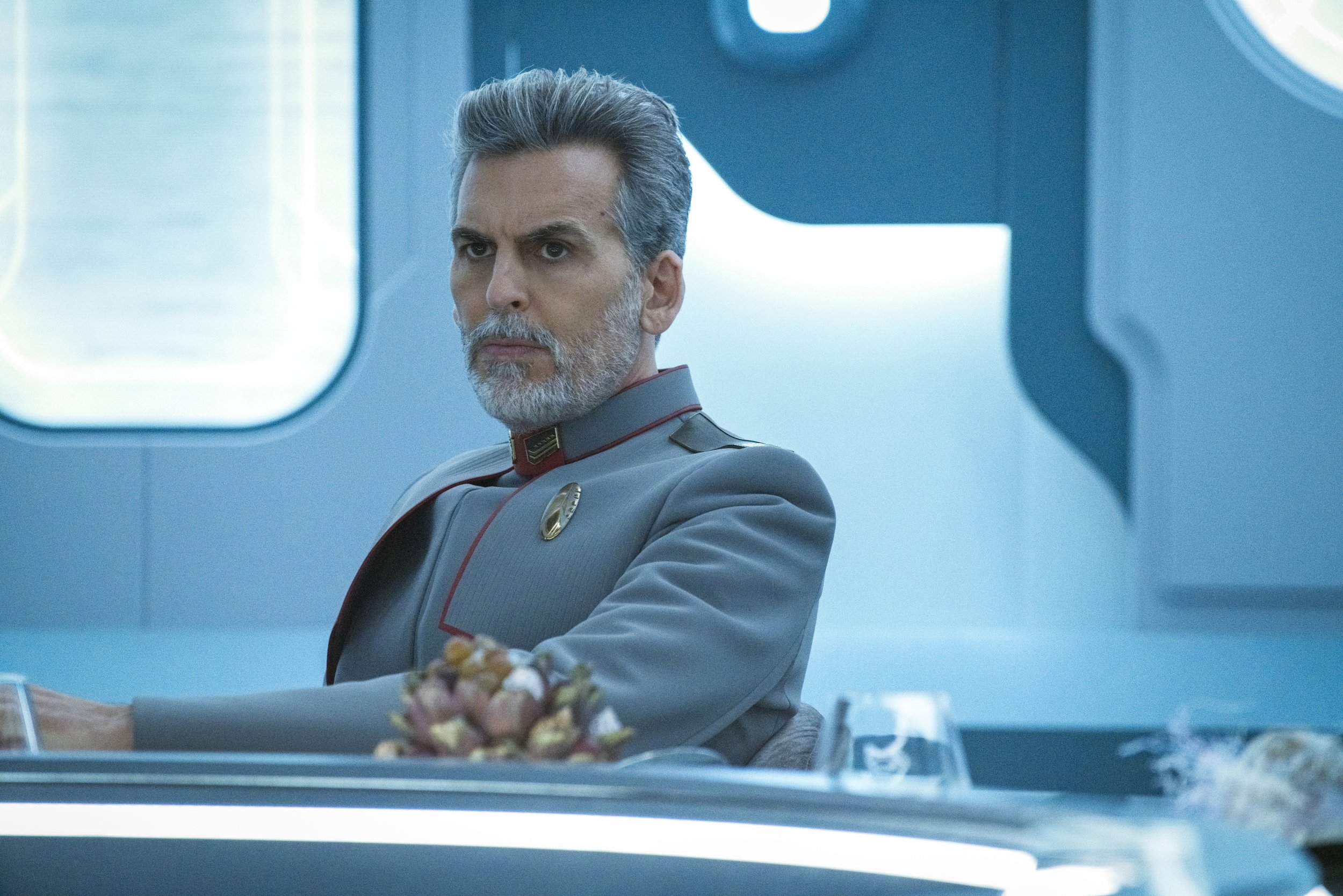   Pictured: Oded Fehr as Admiral Vance of the Paramount+ original series STAR TREK: DISCOVERY. Photo Cr: Michael Gibson/Paramount+ (C) 2021 CBS Interactive. All Rights Reserved.  