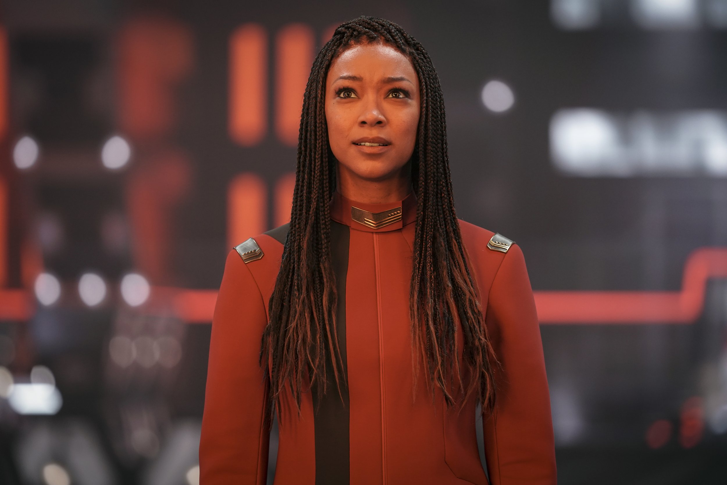   Pictured: Sonequa Martin-Green as Burnham of the Paramount+ original series STAR TREK: DISCOVERY. Photo Cr: Marni Grossman/Paramount+ © 2021 CBS Interactive. All Rights Reserved.  
