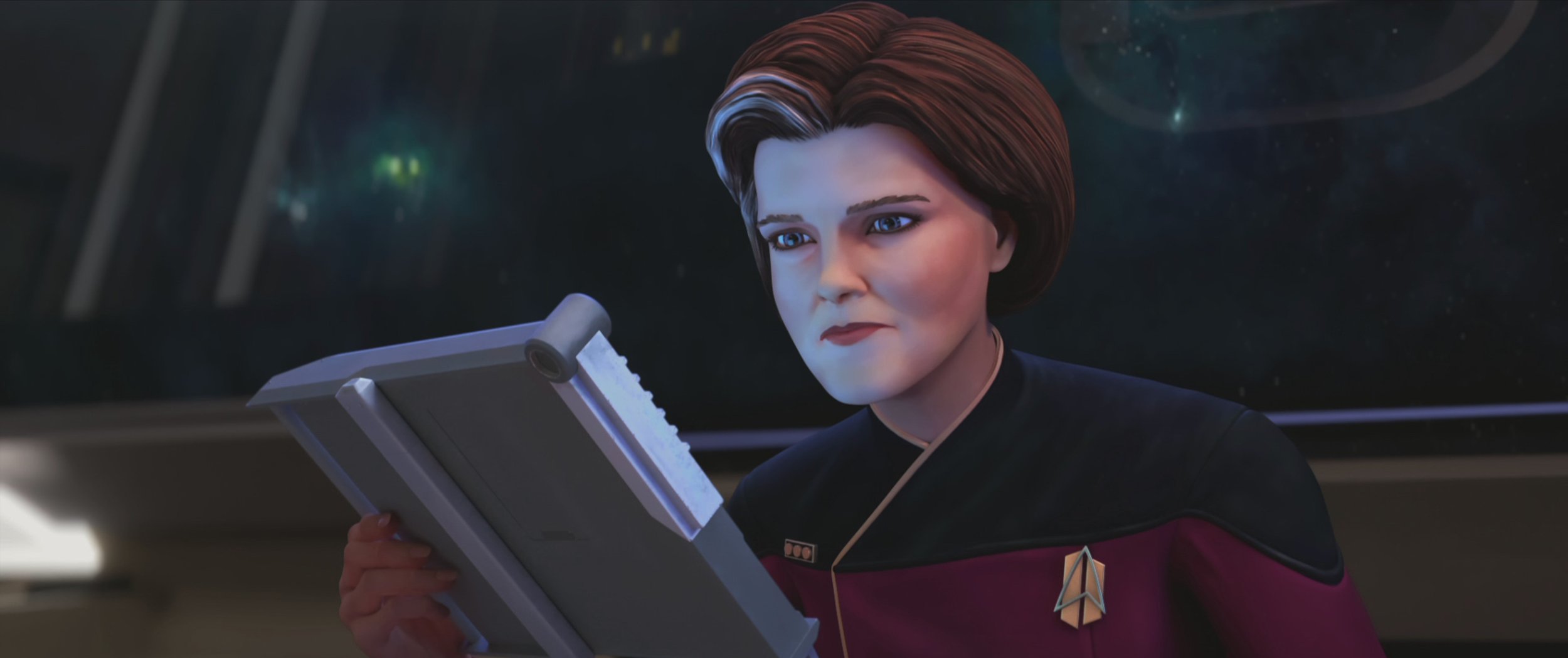   Kate Mulgrew  as Janeway in STAR TREK: PRODIGY.  Image: Nickelodeon/Paramount+.  