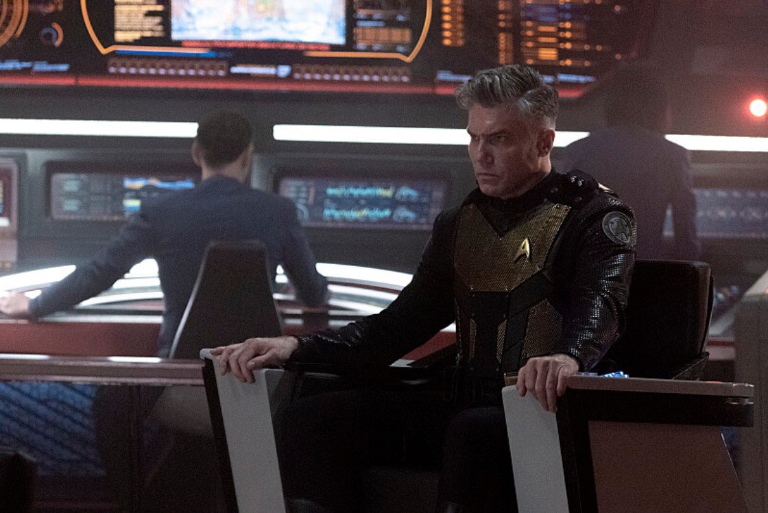   Ethan Peck  as Spock and  Anson Mount  as Capt. Pike. Photo Credit: Michael Gibson/Paramount+ 